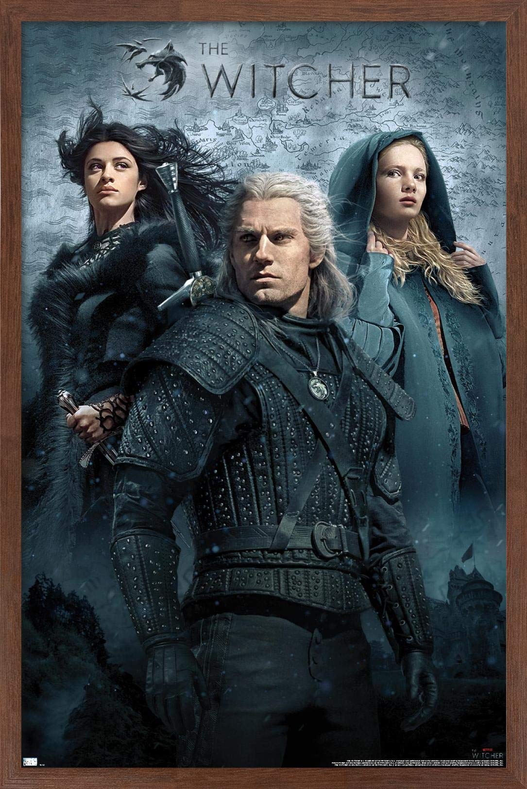 Trends International Netflix The Witcher - Key Art Wall Poster, 14.725'' X 22.375'', Mahogany Framed Version