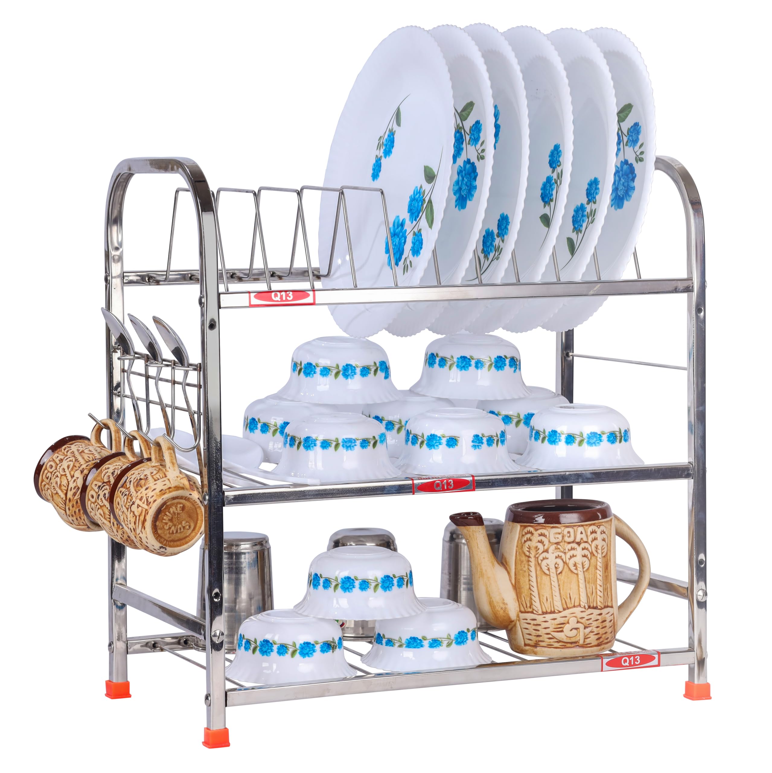 D.k 11 Stainless Steel 3 Layer Dish Rack (Utensils) for Kitchen. Wall Mount for Kitchen | Modern Kitchen Storage Rack | Utensils