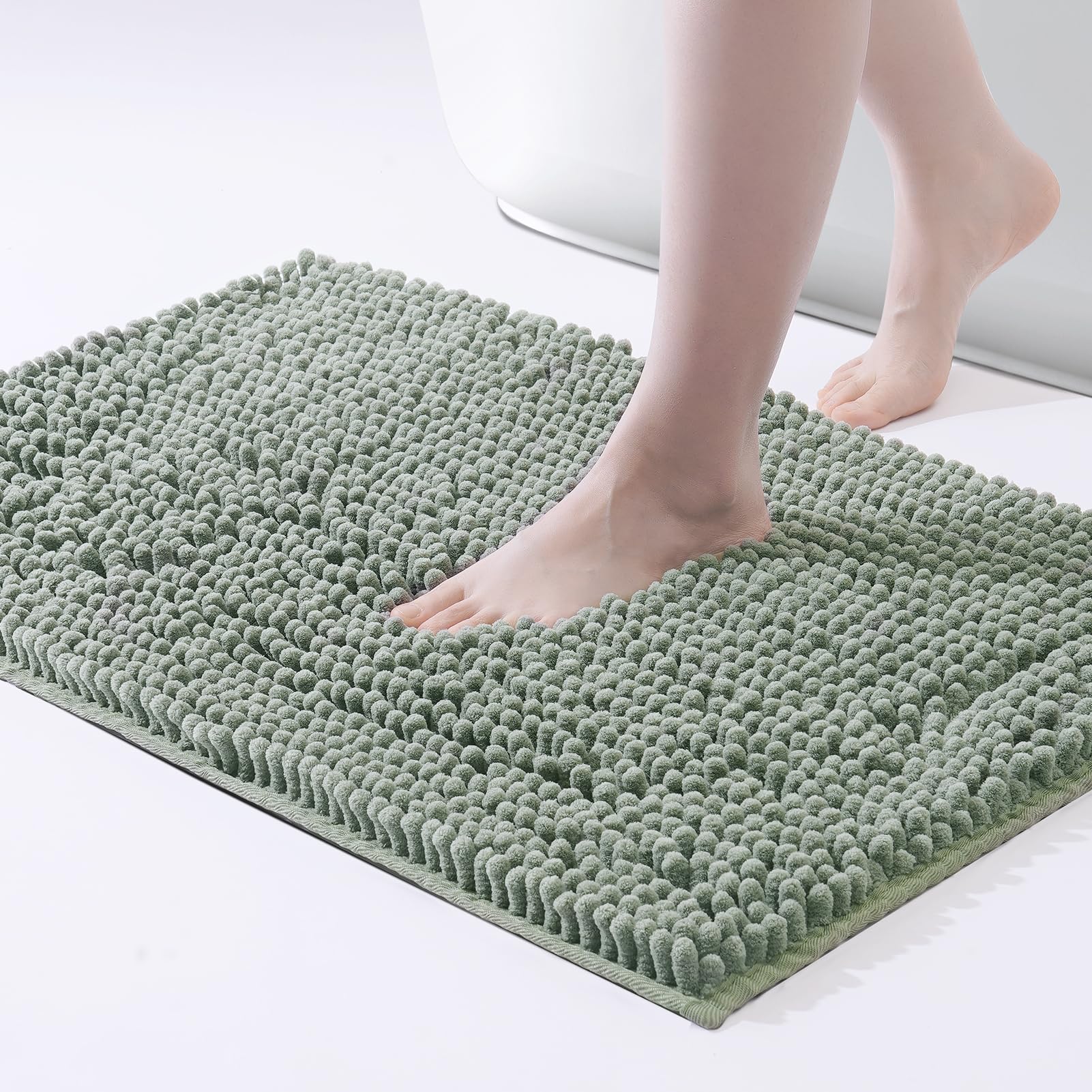 Freshmint Chenille Bathroom Rugs Mat 24''X17'', Non-Slip Bath Mat For Bathroom Floor & Bathtub, Washable Soft Shower Shag Bath R