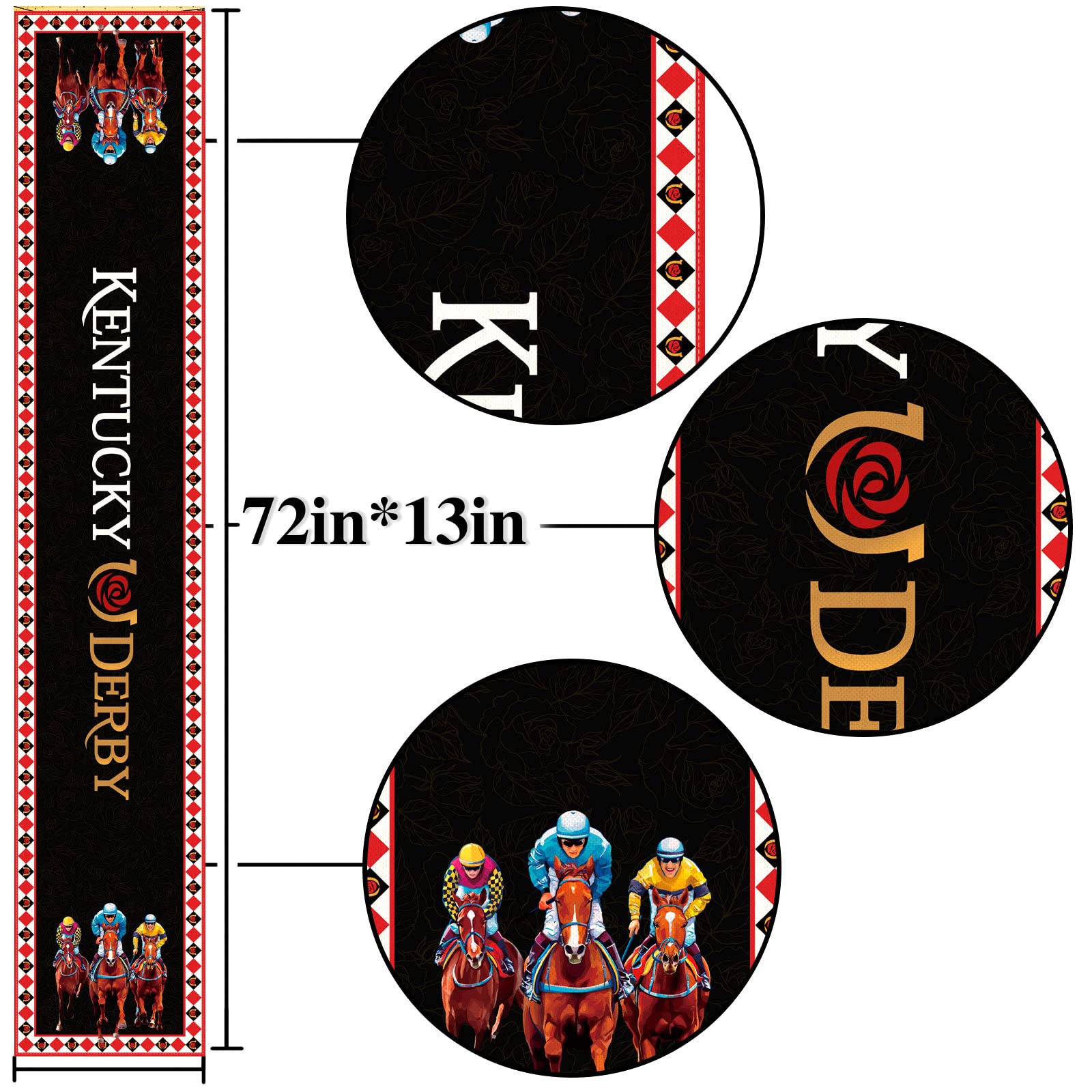 Nepnuser Kentucky Derby Table Runner Churchill Downs Horse Racing Themed Party Decoration Run For The Roses Home Kitchen Dining