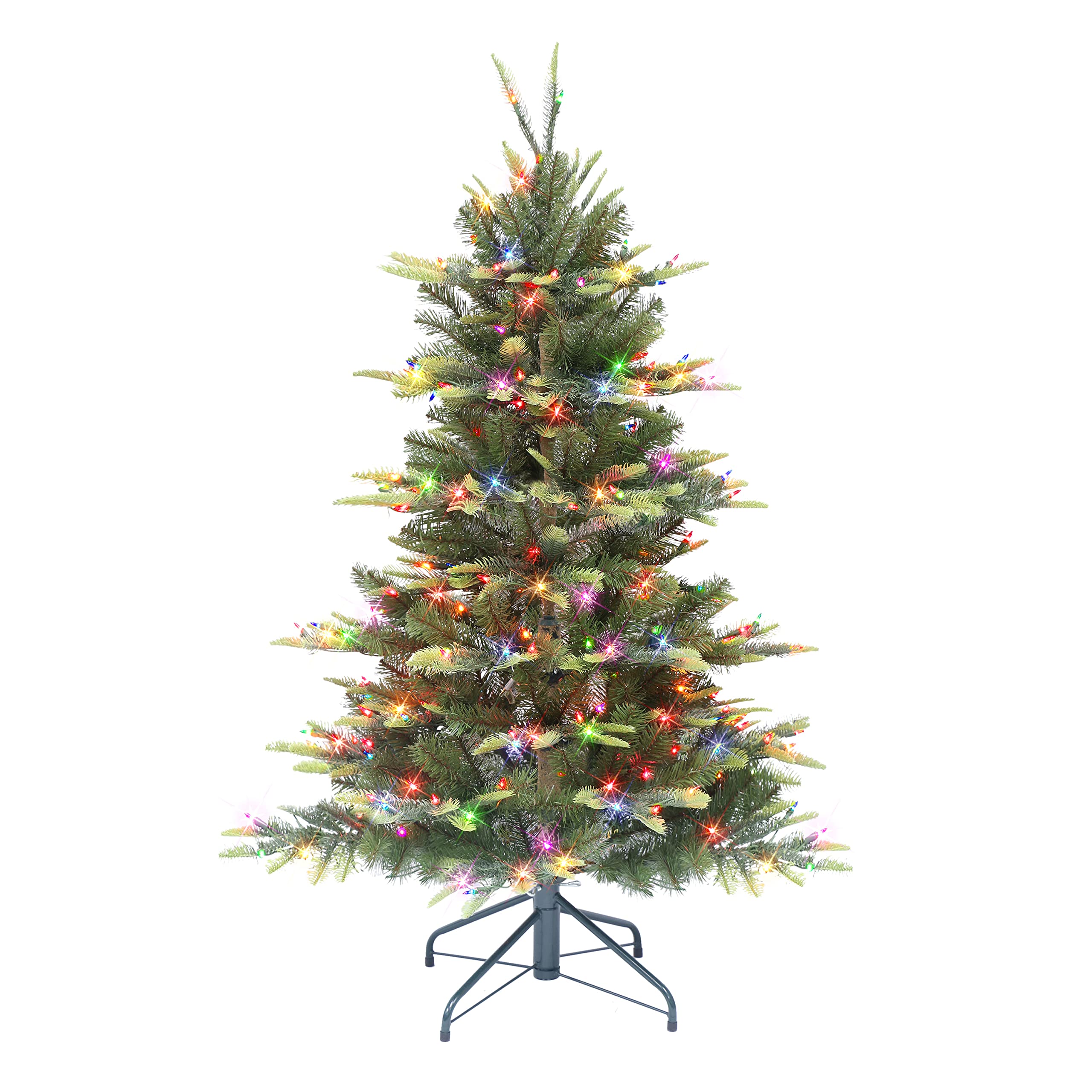 4 .5 ft Pre-lit Aspen Fir Tree, 411 PE/PVC Tips, 250 UL Multi-Color Incandescent Lights