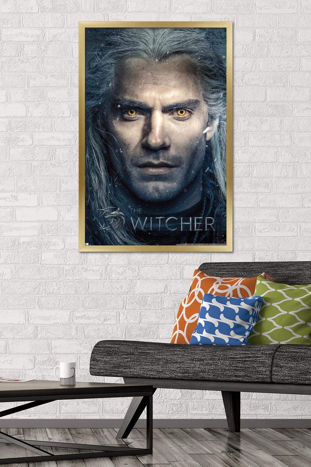 Trends International Netflix The Witcher - Closeup Wall Poster, 22.375'' X 34'', Gold Framed Version