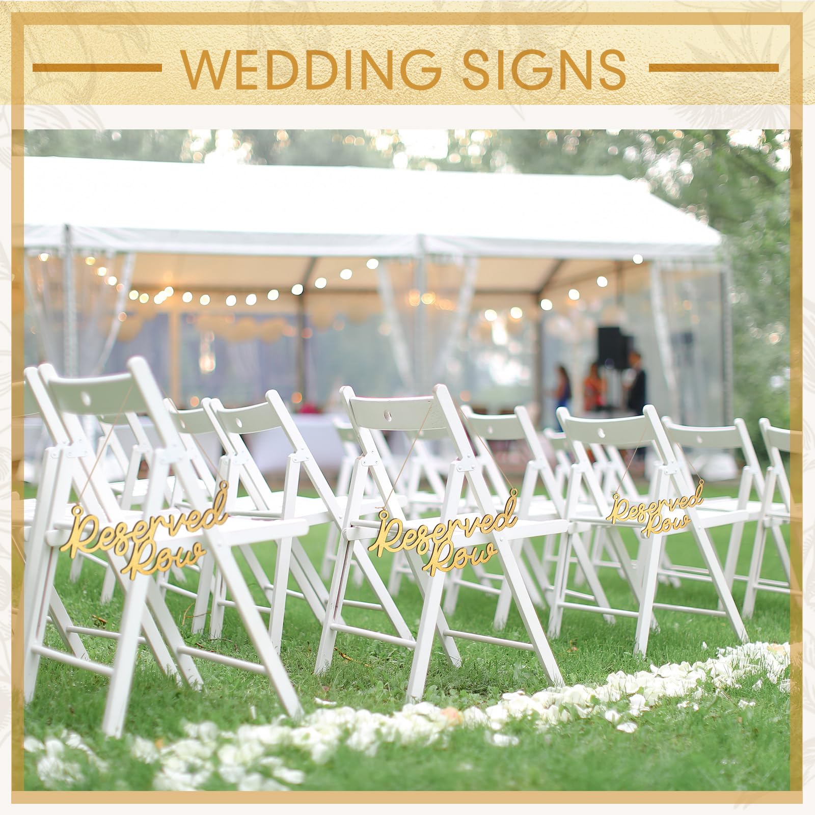 Yulejo 6 Pieces Wooden Reserved Row Signs for Wedding Chairs Wood Hanging Reserved Seating Sign with Rope Plaques Decorative for