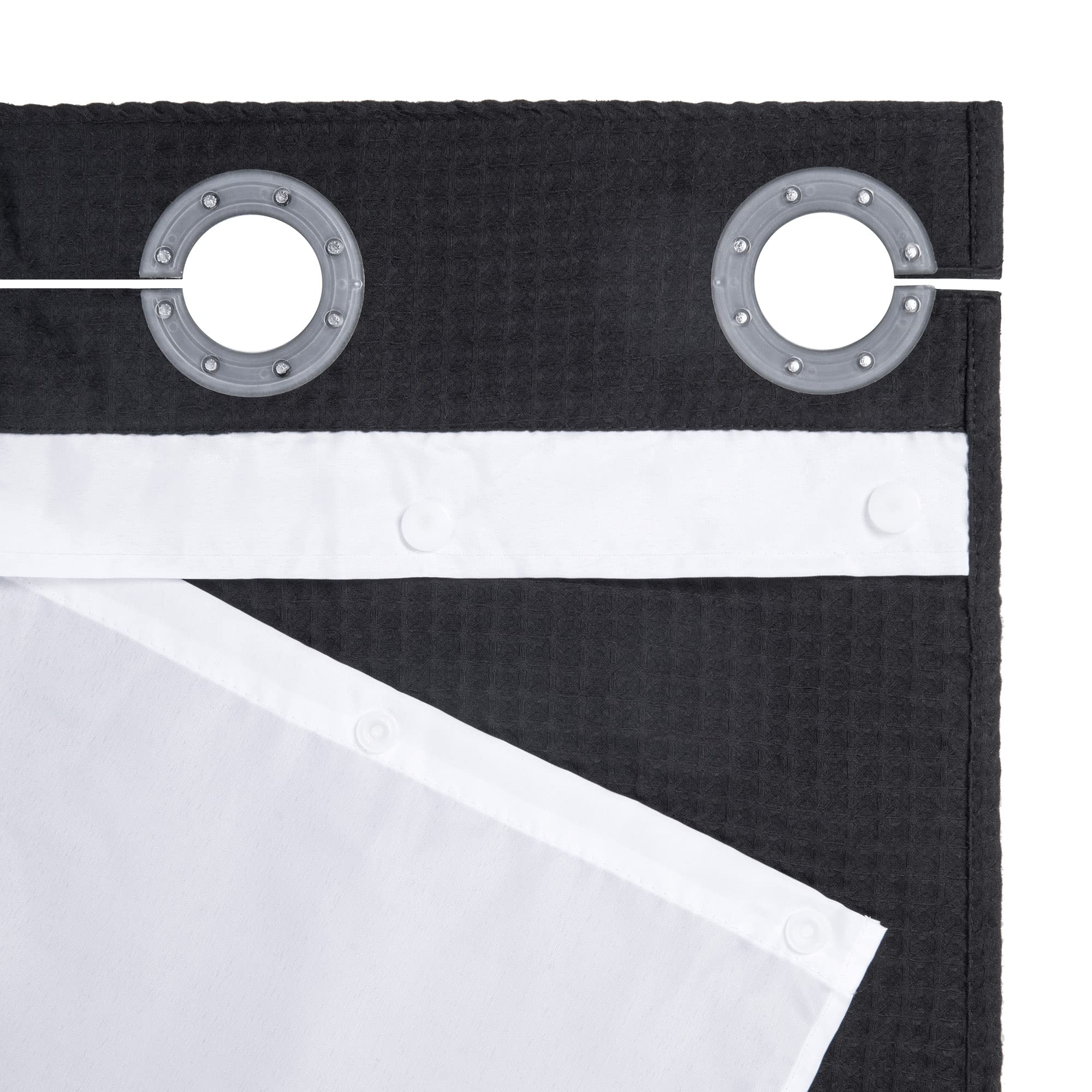 River Dream Hotel Grade No Hooks Needed Shower Curtain With Snap In Liner,Water Repellent, Machine Washable (Black, 71''X74''(W/