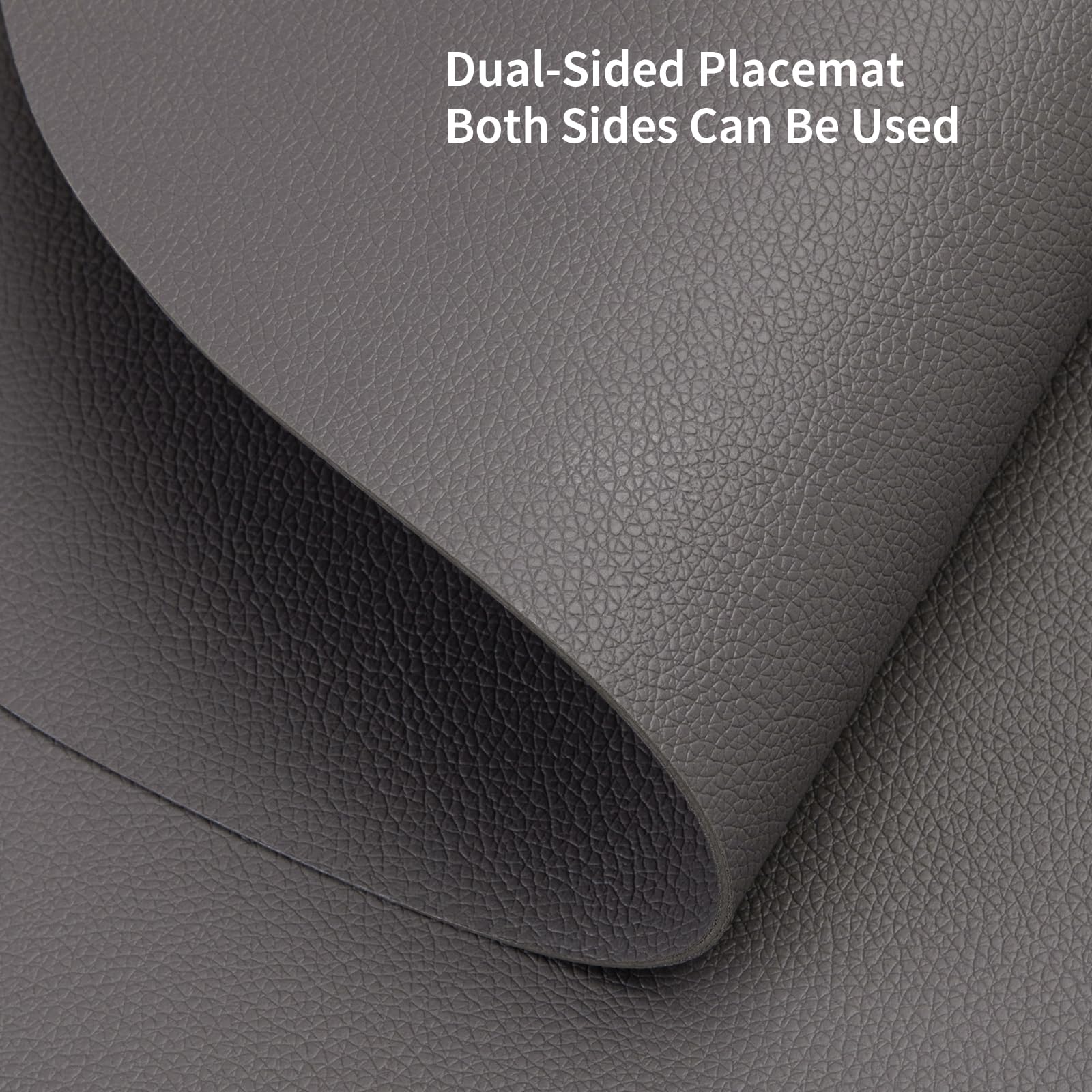 Myir Jun Round Table Placemats Set Of 4 Faux Leather Place Mats And Coasters 15 Inch Dual Sided Non-Slip Stain Resistant (Gray 0