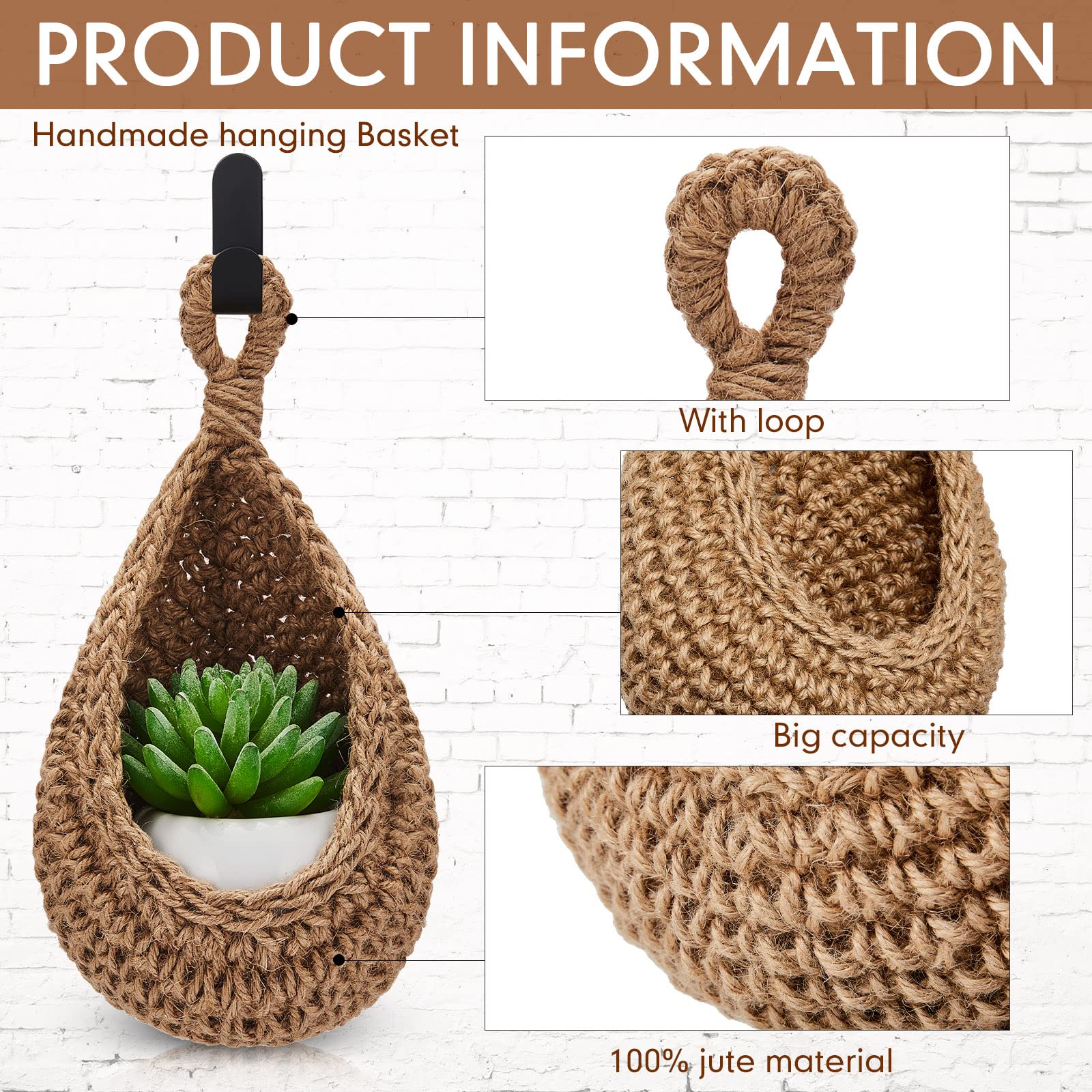 Teardrop Hanging Baskets, Onion Basket Coat Bohemian Storage Fruit Wall Hooks For Kitchen Wall Home Restaurant Garlic Vegetable