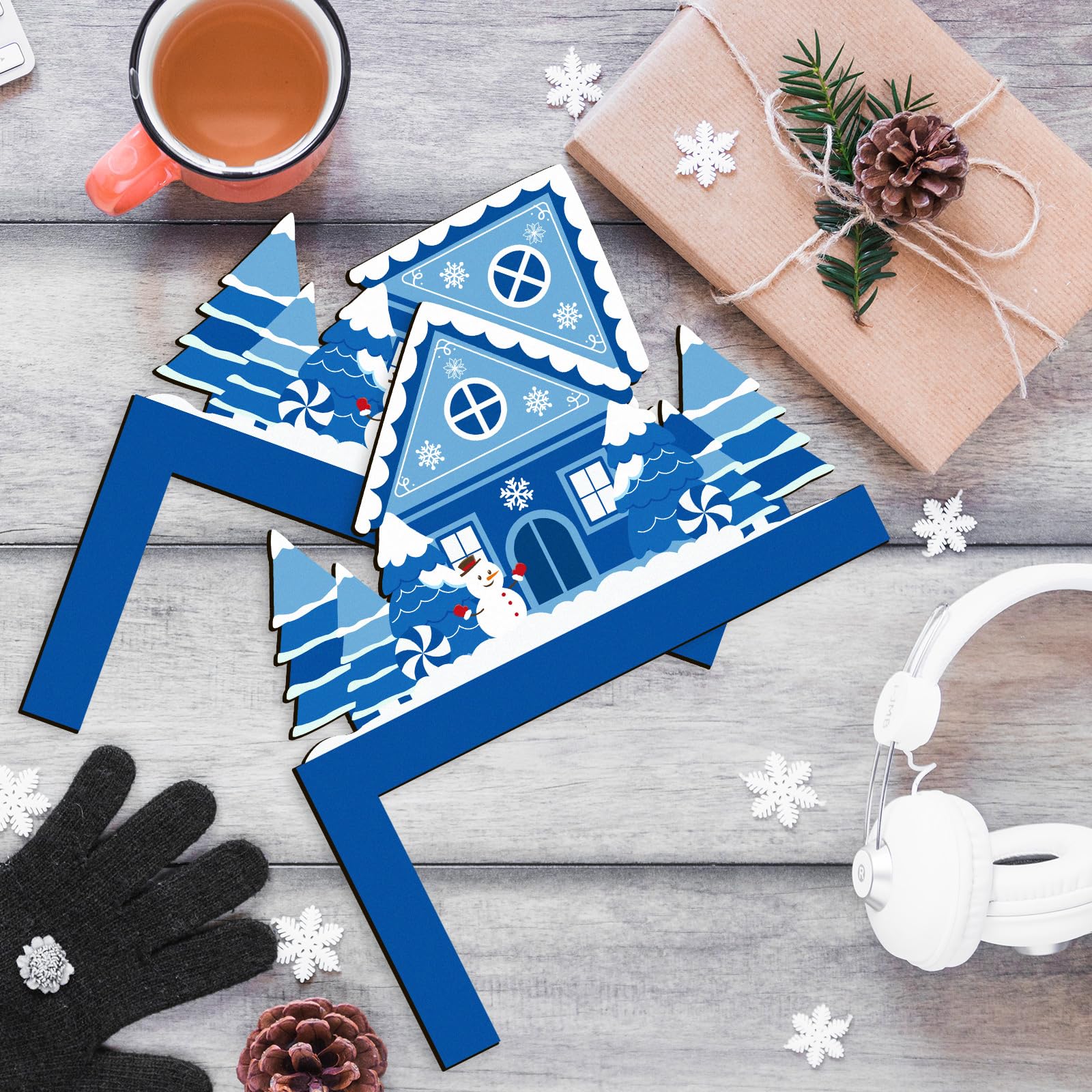 COLOR VALLEY ART Winter Door Topper Winter White Snowflake Door Frame Decoration Corner Sign Decor for Xmas Shelf Cabinet Window