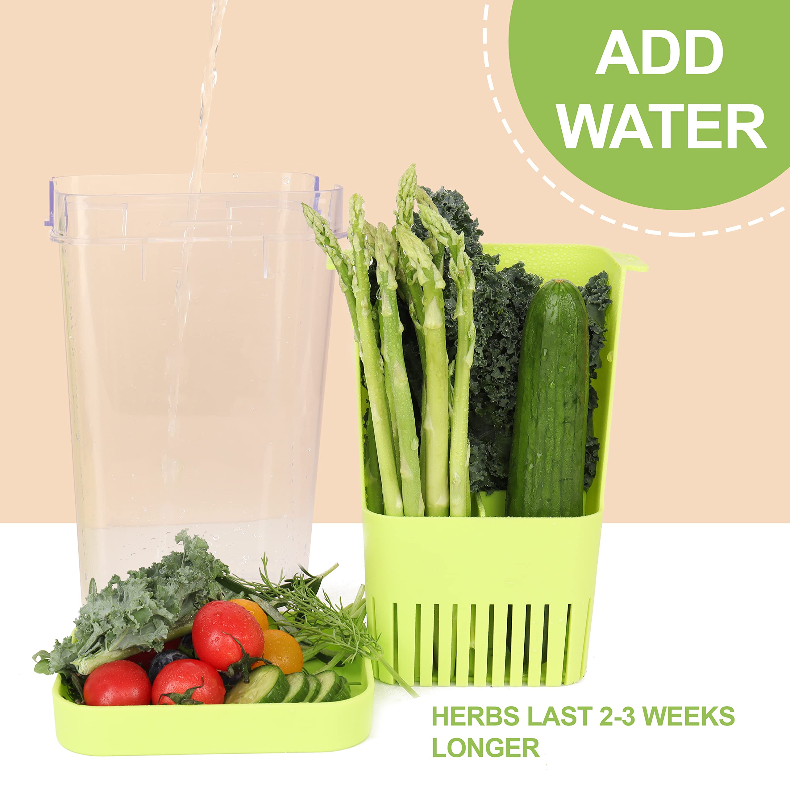 Luvcosy Fresh Herb Keeper For Refrigerator, Clear Bpa-Free Herb Saver, Storage Container For Cilantro, Parsley, Thyme, Mint & As
