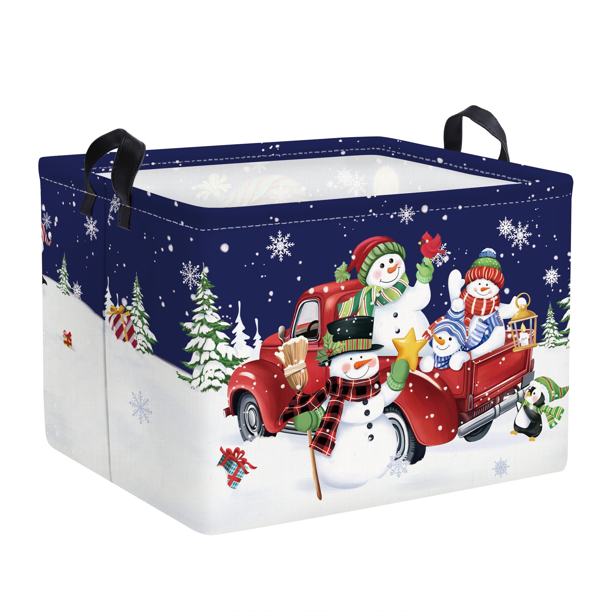 Clastyle Gnome Penguin Snowman Basket Christmas Tree Snowflake Gift Basket Winter Moon Night Storage Bin Rectangle Kid Clothes T