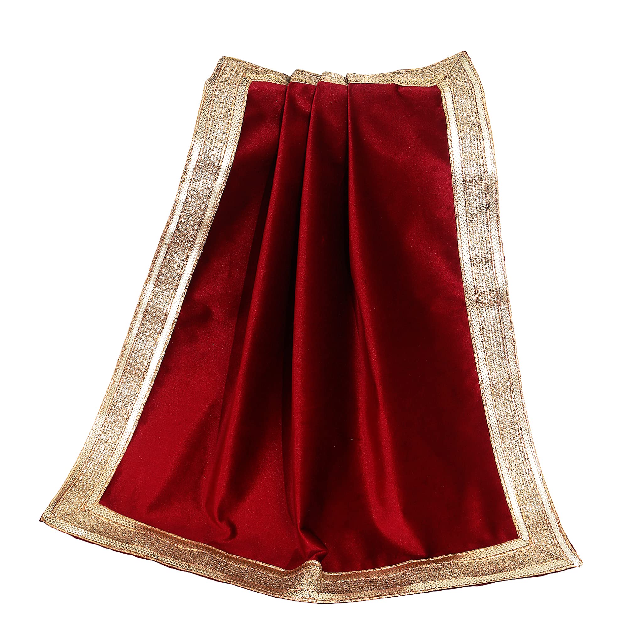 Indian Consigners Solid Red Velvet Cloth With Golden Shinny Border, Aasan Pooja Puja Cloth Poojan Table Cloth Holy Cloth