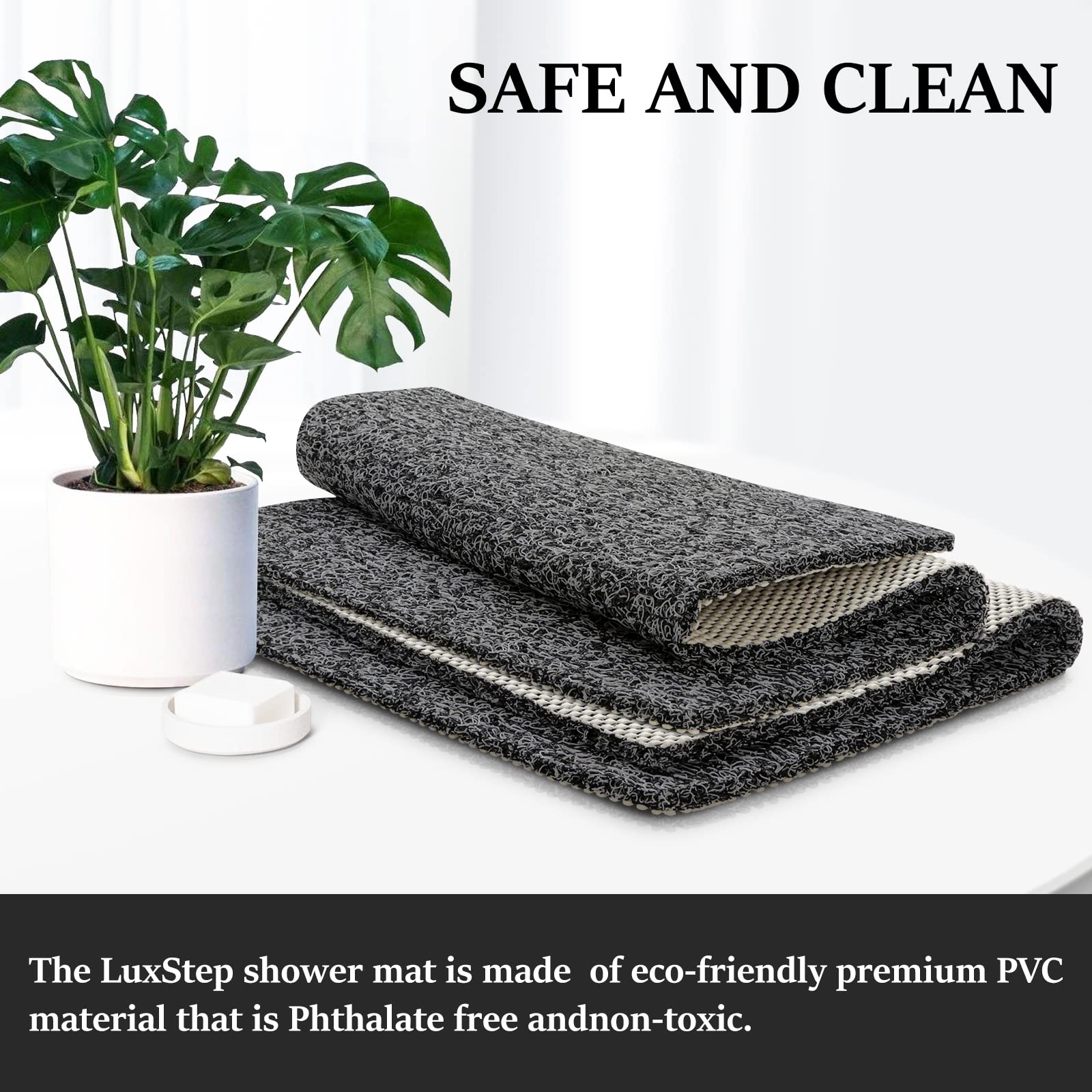 Luxstep Shower Mat Bathtub Mat,36X16 Inch, Non-Slip Bath Mat With Drain, Quick Drying Pvc Loofah Bathmat For Tub,Shower,Bathroom