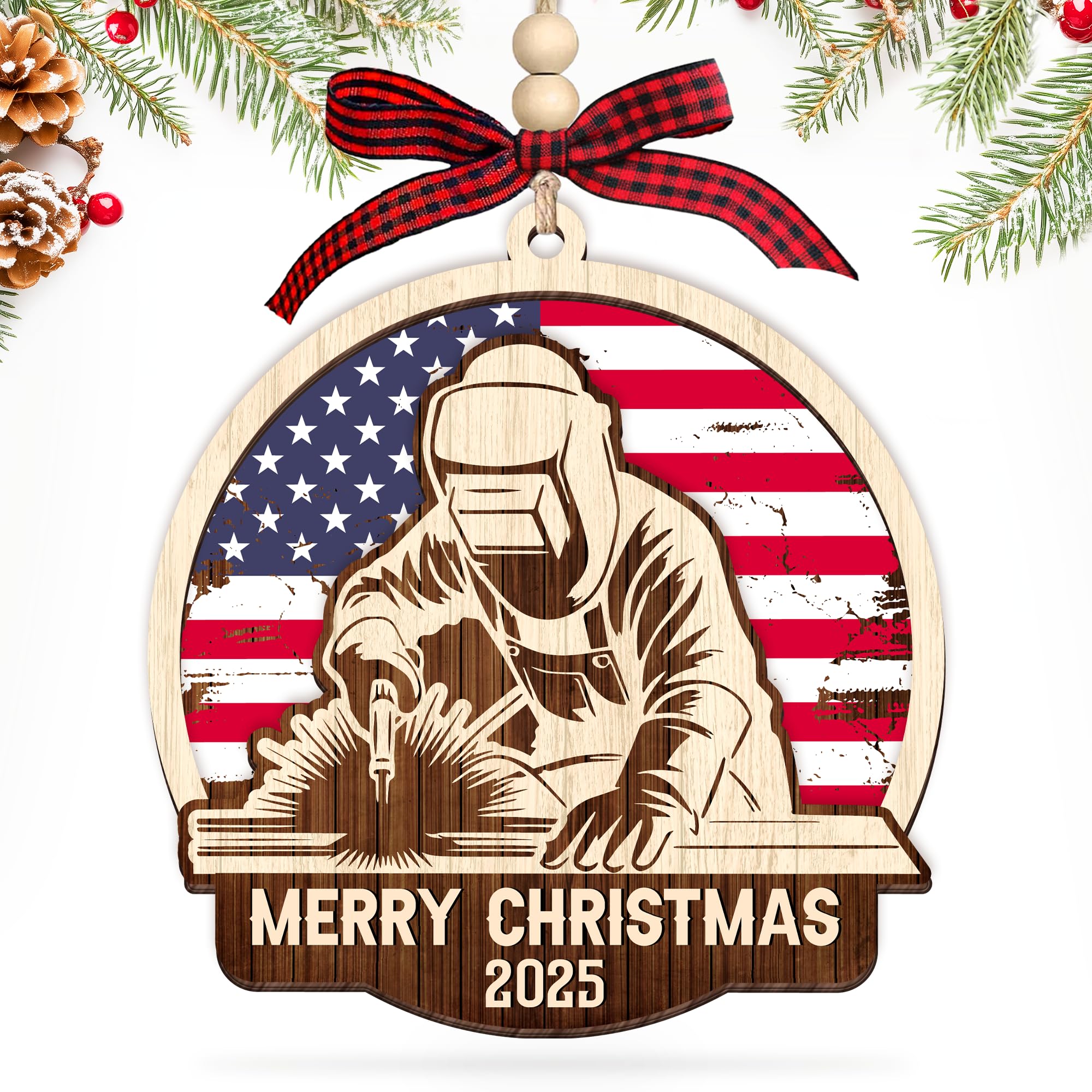 HEXMOZ Welder Ornament for Christmas Tree - Welding Ornaments - Welder Gifts, Welding Gifts for Men, Women - Merry Christmas Woo