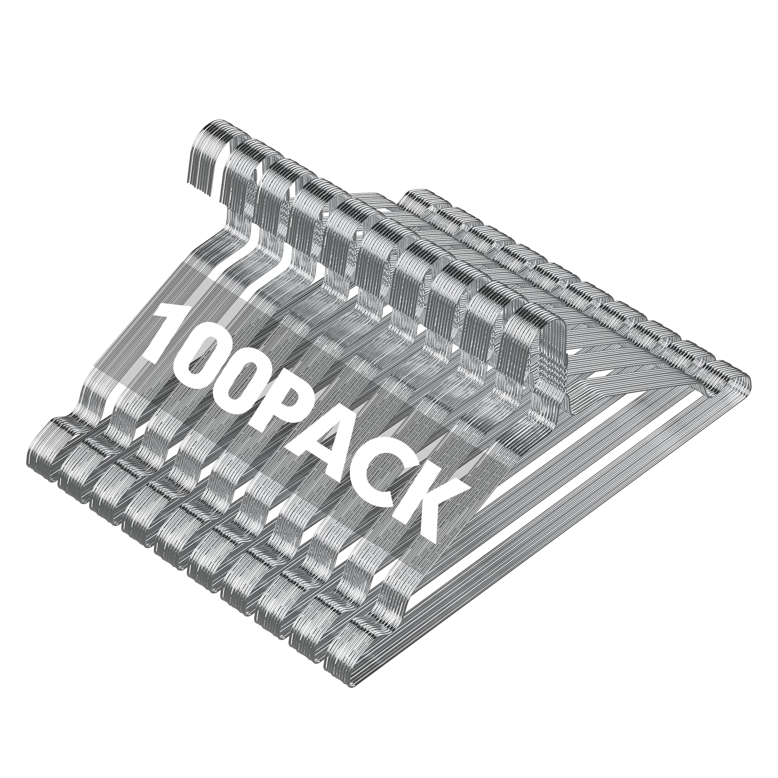 Specilite Wire Metal Clothes Hangers Bulk 100 Pack With Groove, 16.7 Inch, 12 Gauge Ultra Thin, Non Slip, For Standard Size Suit