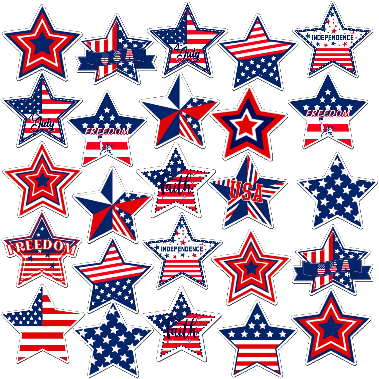 25 Pieces Patriotic Star Refrigerator Magnets Set 4th of July Garage Magnets Independence Day Stars Stripes Magnet Decals for In