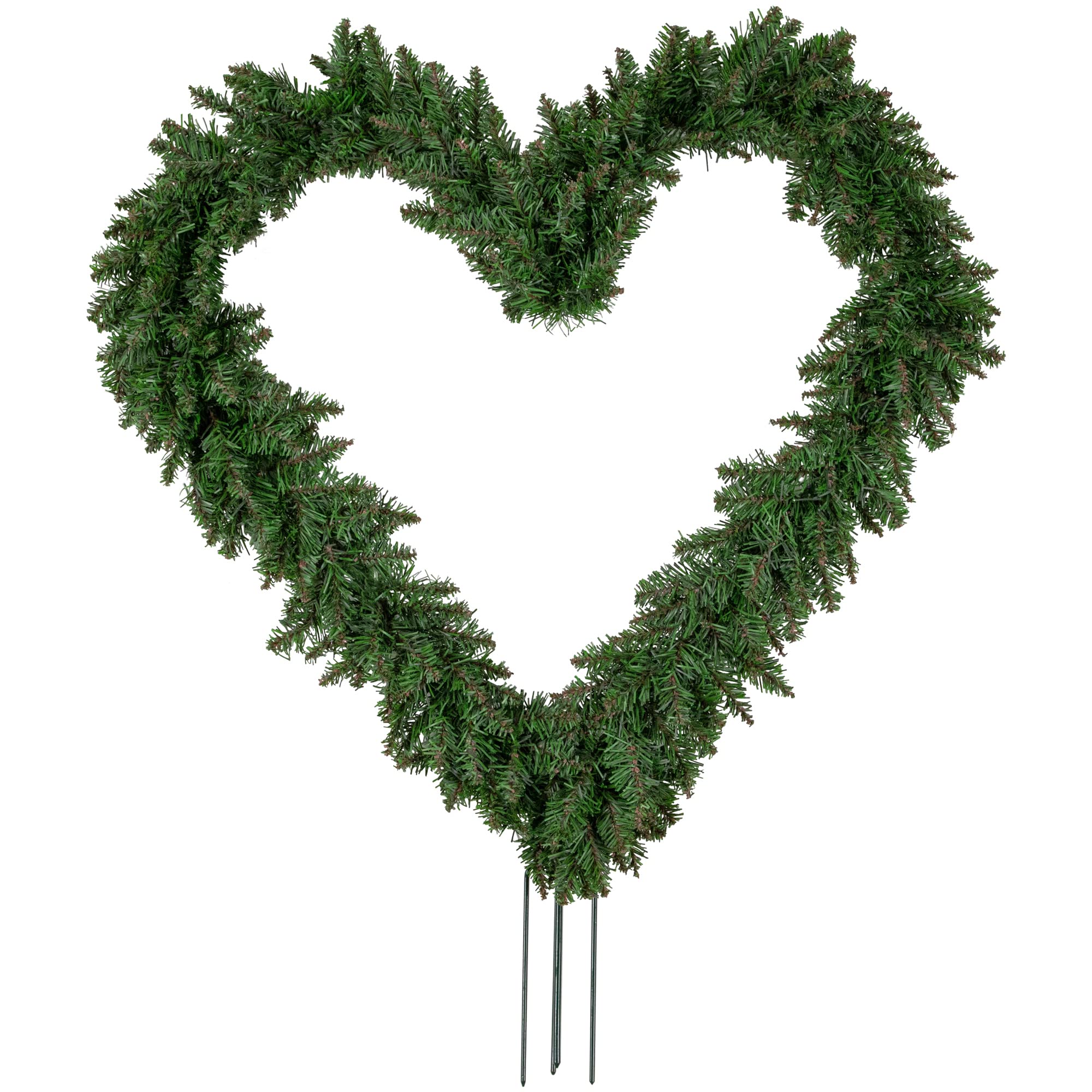 Northlight Pine Heart Shape Wreath with Ground Stakes, 22, Green