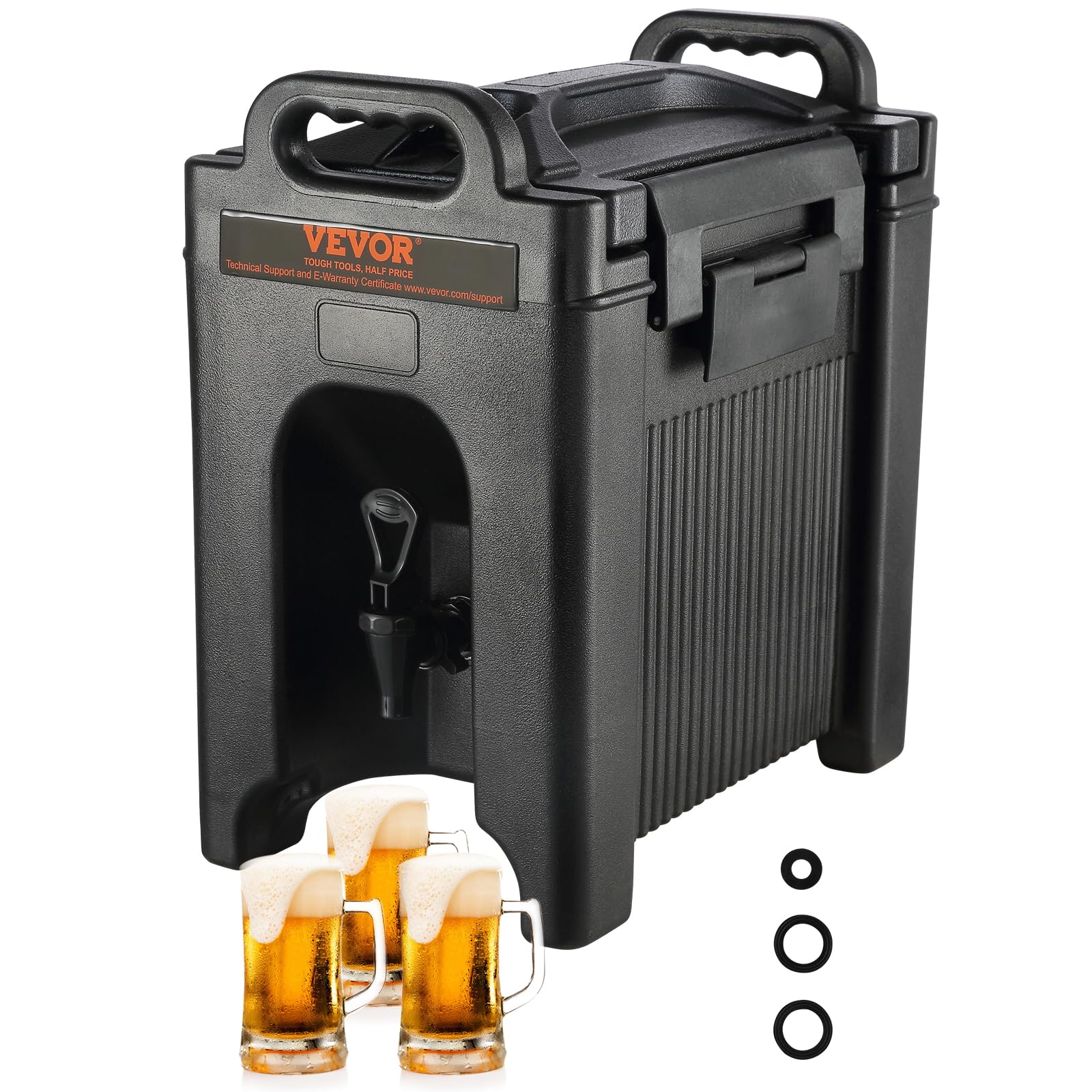 VEVOR Insulated Beverage Dispenser, 2.5 Gallon, Food-grade LDPE Hot and Cold Beverage Server, Thermal Drink Dispenser Cooler wit