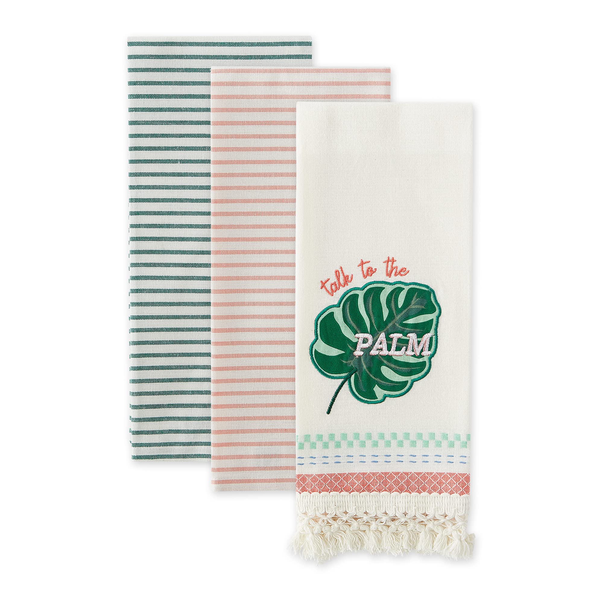 Dii Summer Basics Kitchen Collection Tropical Dishtowel Set, 18X28, Talk To The Palm