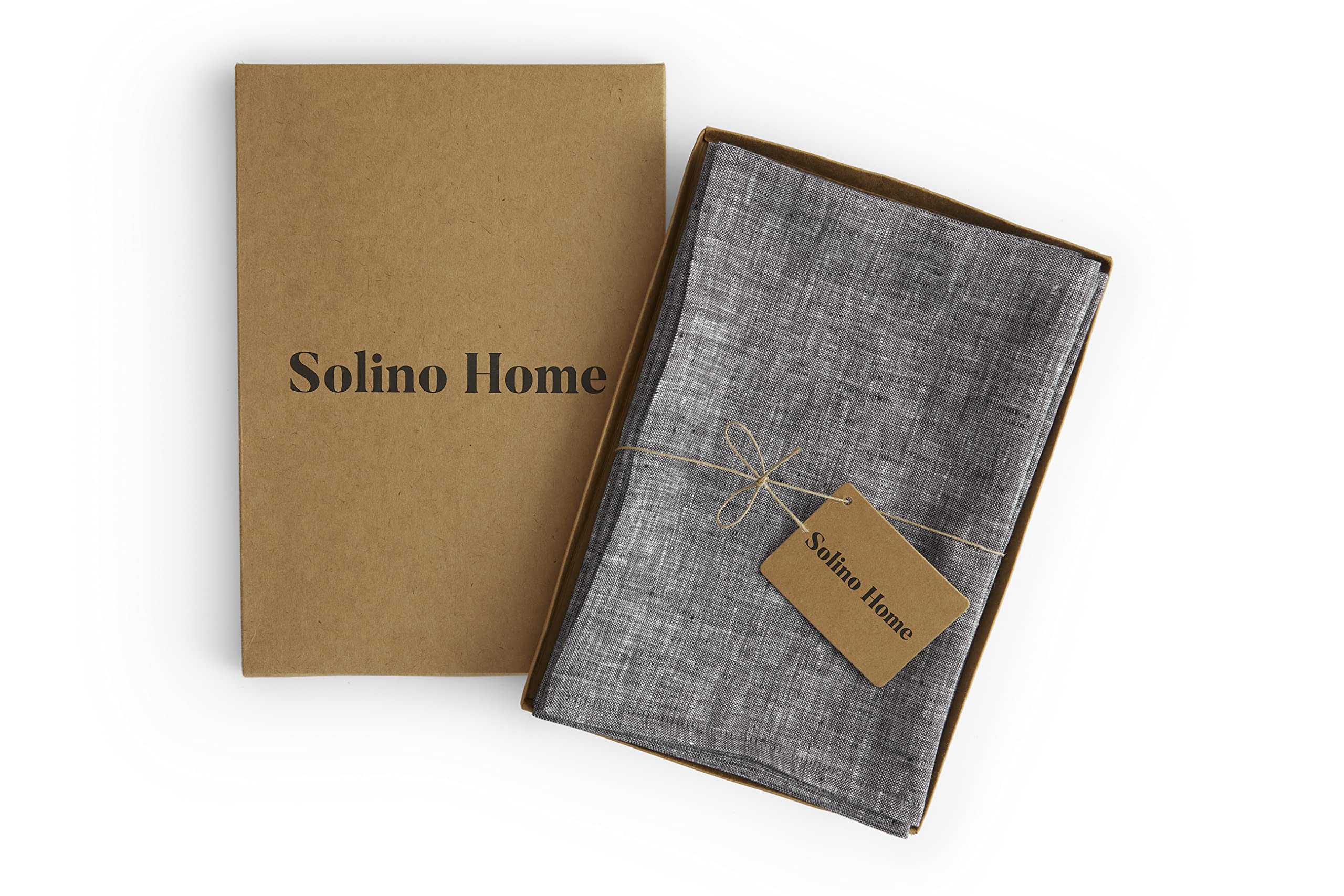 Solino Home Linen Dinner Napkins 20 X 20 Inch - 100% Pure Linen Chambray Black Cloth Napkins Set Of 4 For Spring, Easter - Athen