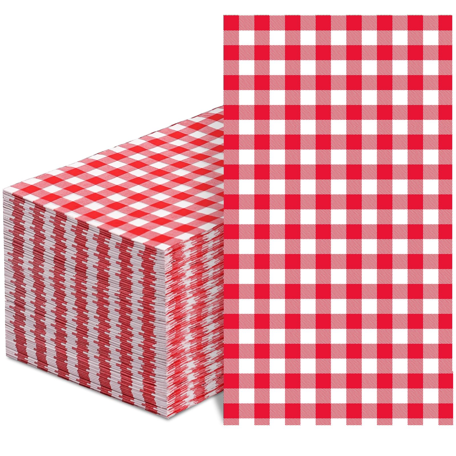 100 Pcs Red Gingham Napkins Disposable - Red And White Checkered Paper Napkins Red Dinner Napkins For Picnic Bathroom Birthday W