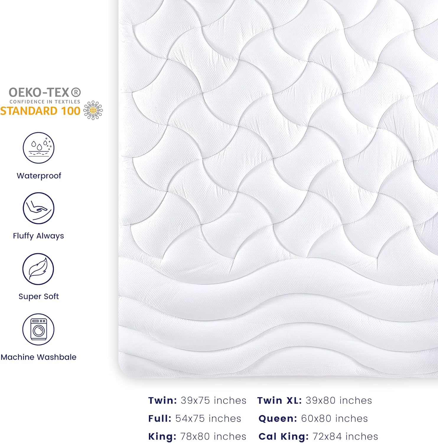 Waterproof Cooling Mattress Topper - Extra Thick with Deep Pockets
