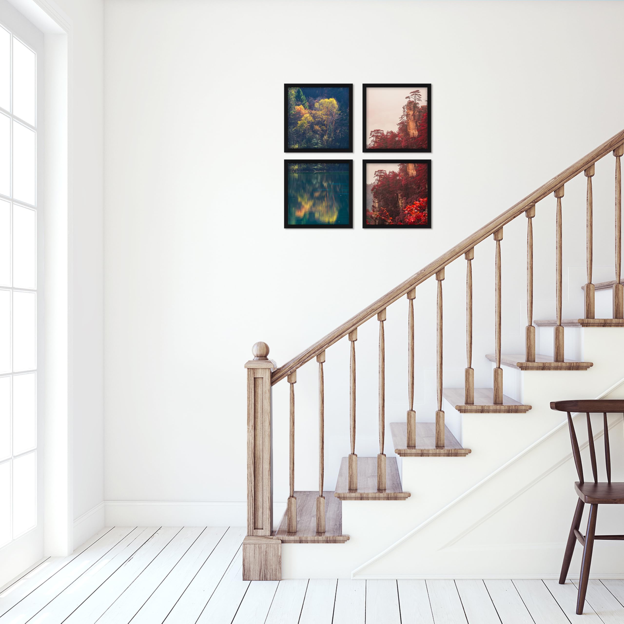 CORE ART 12x12 Picture Frame Set of 4, Display Pictures 10x10 with Mat or 12 x 12 without Mat, Multi Photo Frames Collage for Wa