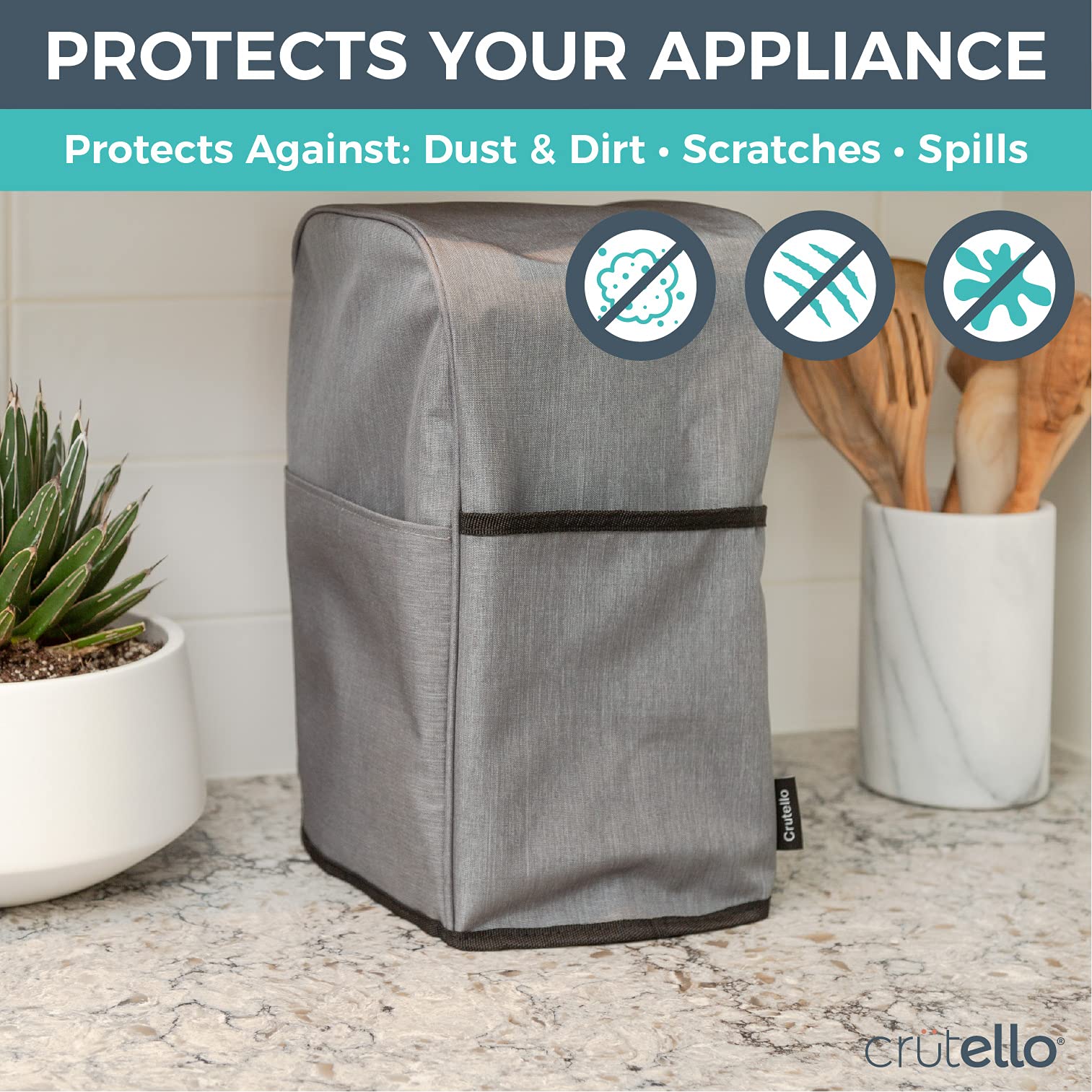 Crutello Food Processor Cover with Storage Pockets for Large Custom 11-14 Cup Processor, Food Processor 14 Cup cover, Kitchen Ap