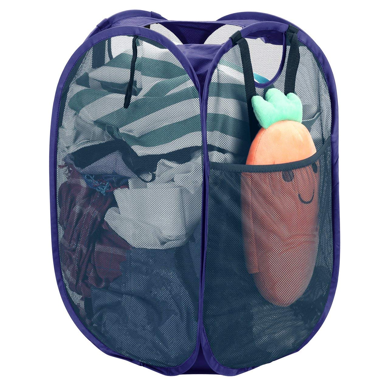 HOUSE AGAIN [Reinforced] Strong Mesh Pop-up Laundry Hamper, Quality Collapsible Laundry Basket with Durable Handles Solid Bottom