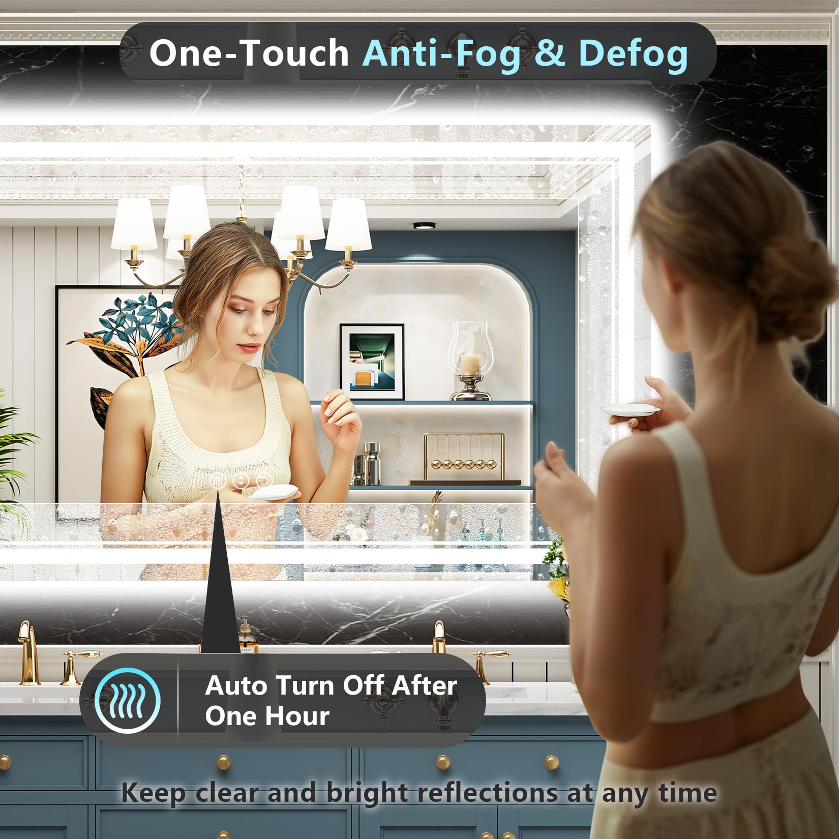 Awandee 77X36 Led Bathroom Mirror With Lights, Front And Backlit Led Mirror For Bathroom, Anti-Fog Lighted Bathroom Mirror, Dimm