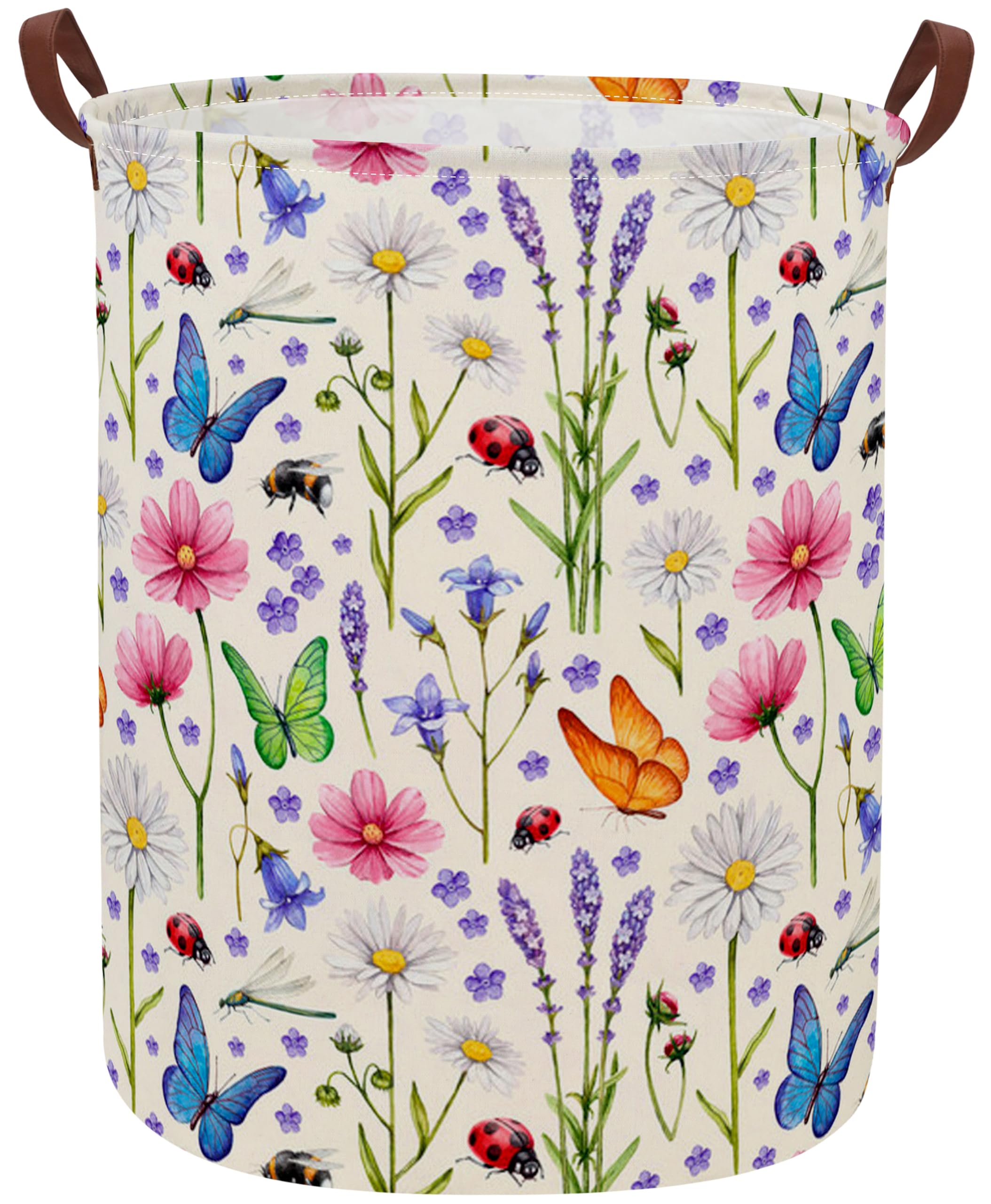 Essme Kids Laundry Basket,Flower Hamper Collapsible Canvas Waterproof Storage Bin For Form, Nursery Hamper,Gift Baskets,Toy Bins