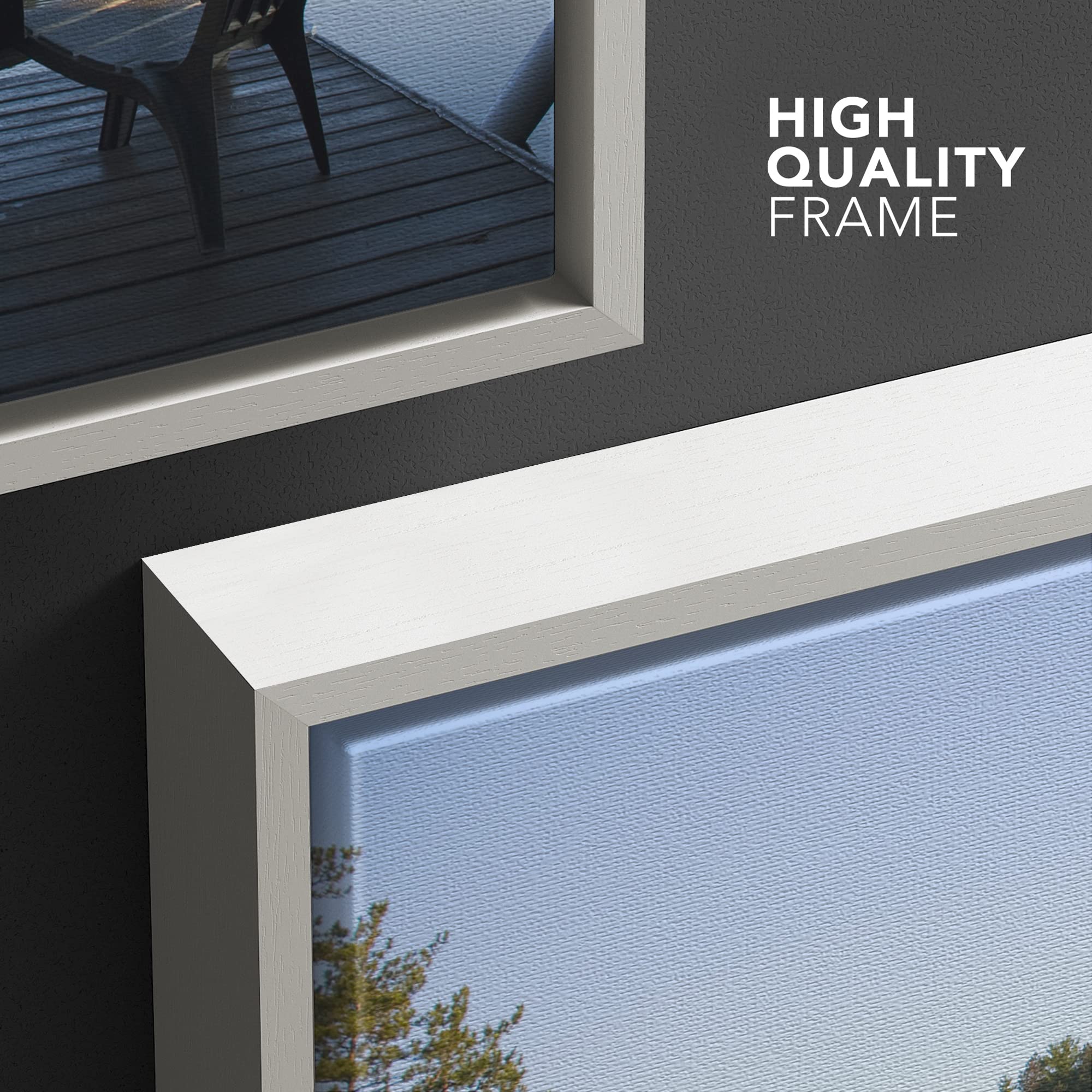 wall26 Framed Canvas Print Wall Art View of The Lake at Dawn Nature Wilderness Photography Realism Rustic Scenic Relax/Calm Multicolor Zen Colorful for Living Room  Bedroom  Office - 24''x36'' White