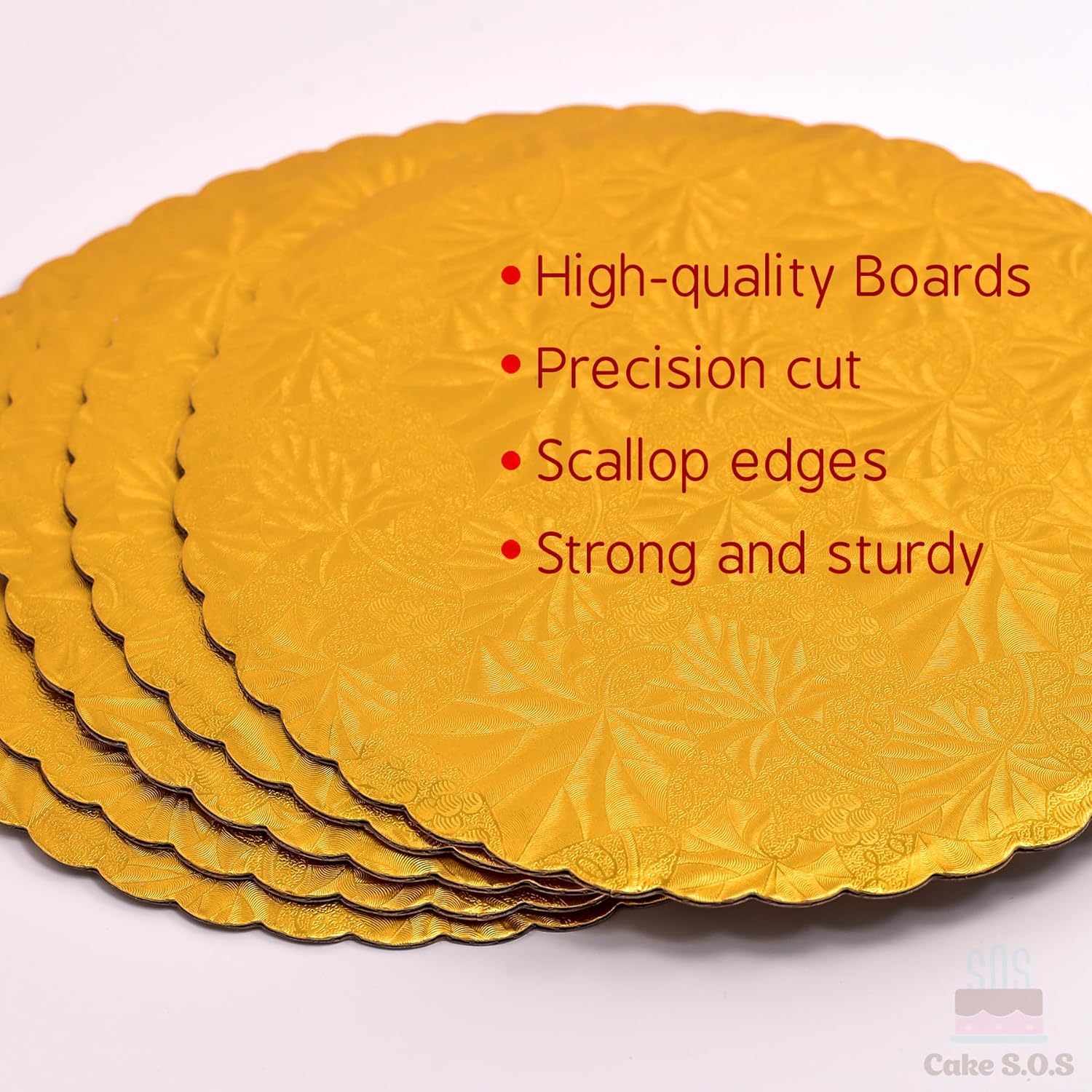 12'' Gold Scalloped Edge Cake Boards, 12 Ct