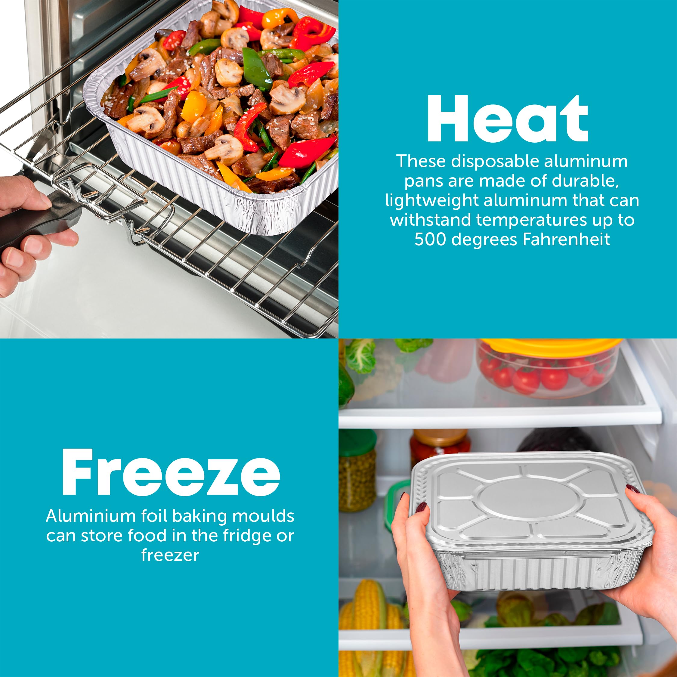 8X8 Disposable Aluminum Pans With Lids - 10 Pack Foil Pans For Cooking, Baking Cakes, Roasting & Homemade Breads - Disposable Fo