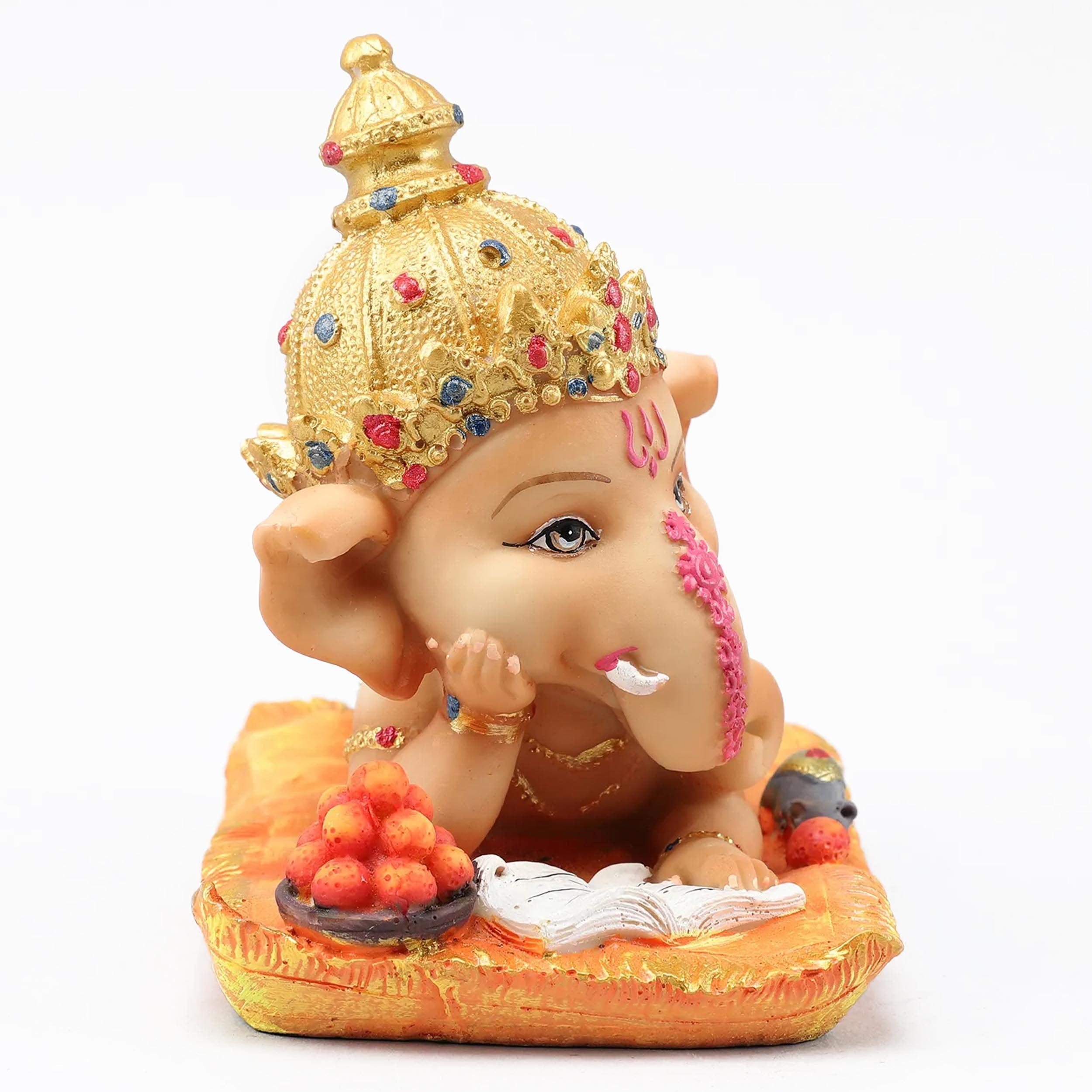 TIED RIBBONS Resin Decorative Ganesh Idol Statue Showpiece (Multi, 16 Cm X 12.9 Cm) - Decoration Items For Home Decor Mandir Tem