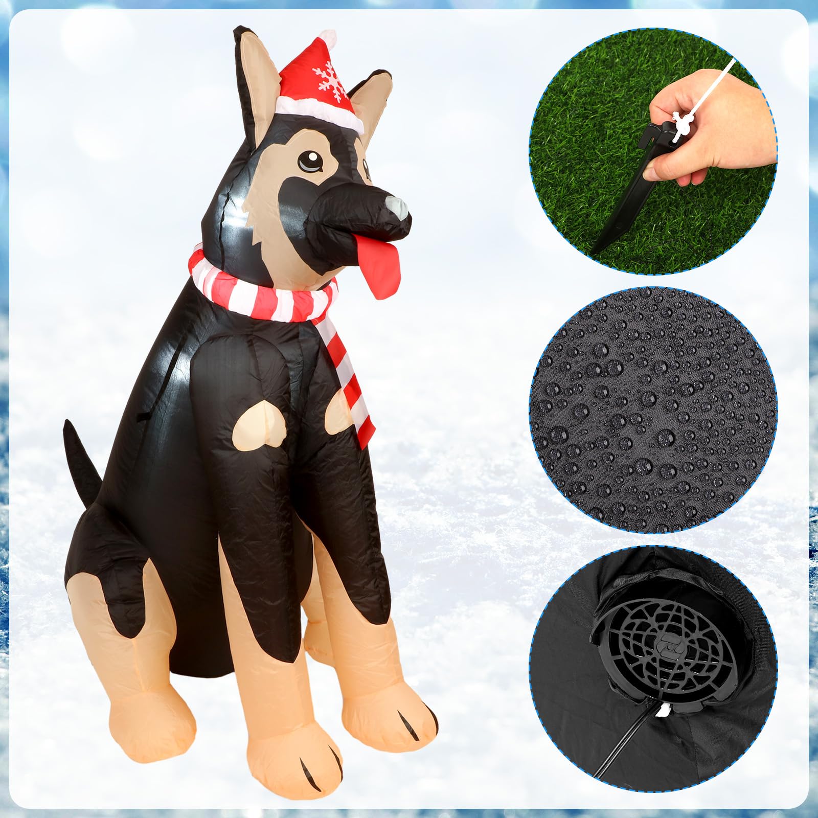 Glimin 5 ft Inflatable German Shepherd Christmas Decoration 2025 Blow up Yard Outdoor Dog Decoration Christmas Inflatable German