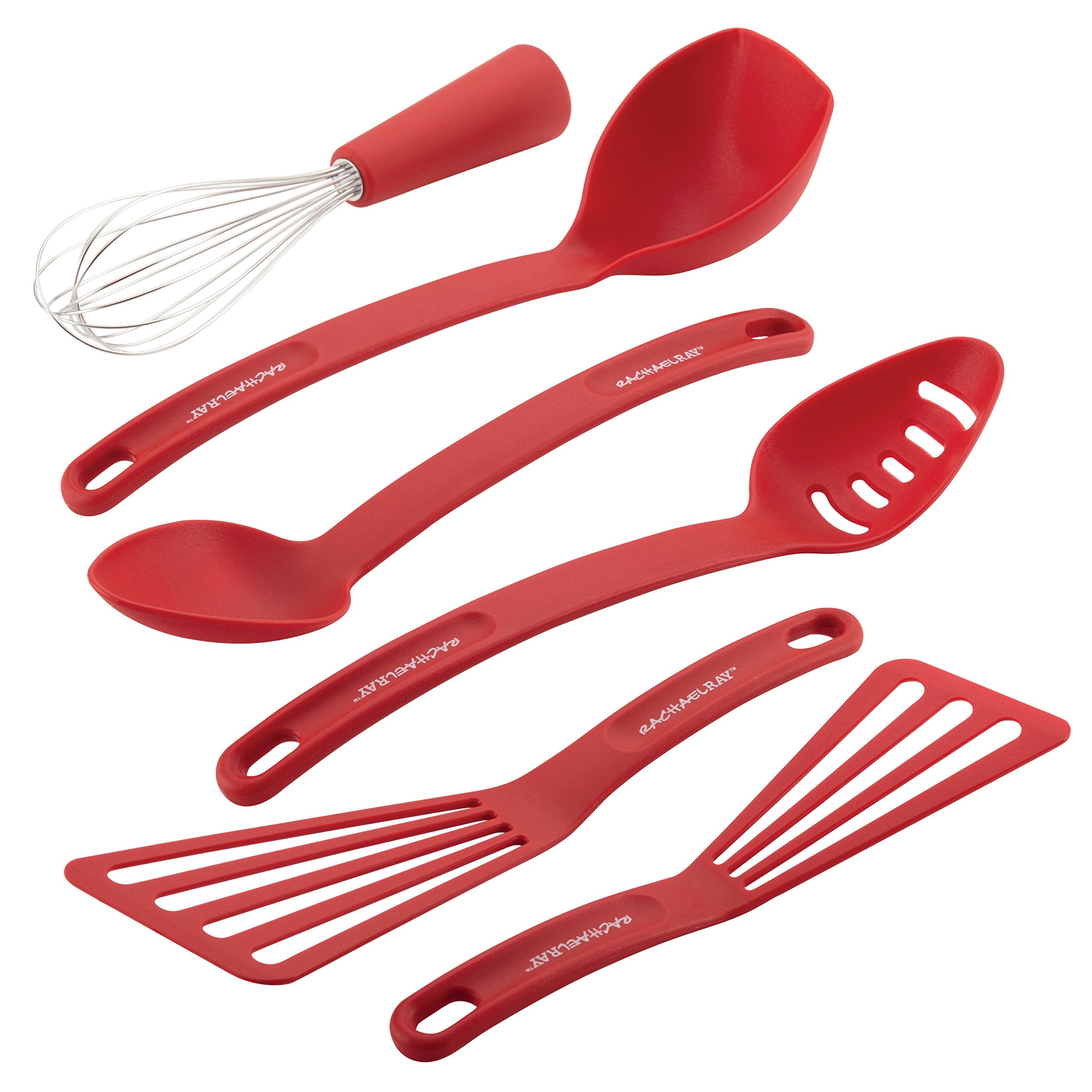 Rachael Ray Nylon Nonstick Set, Red, 6-Piece, Tools And Gadgets, One Size