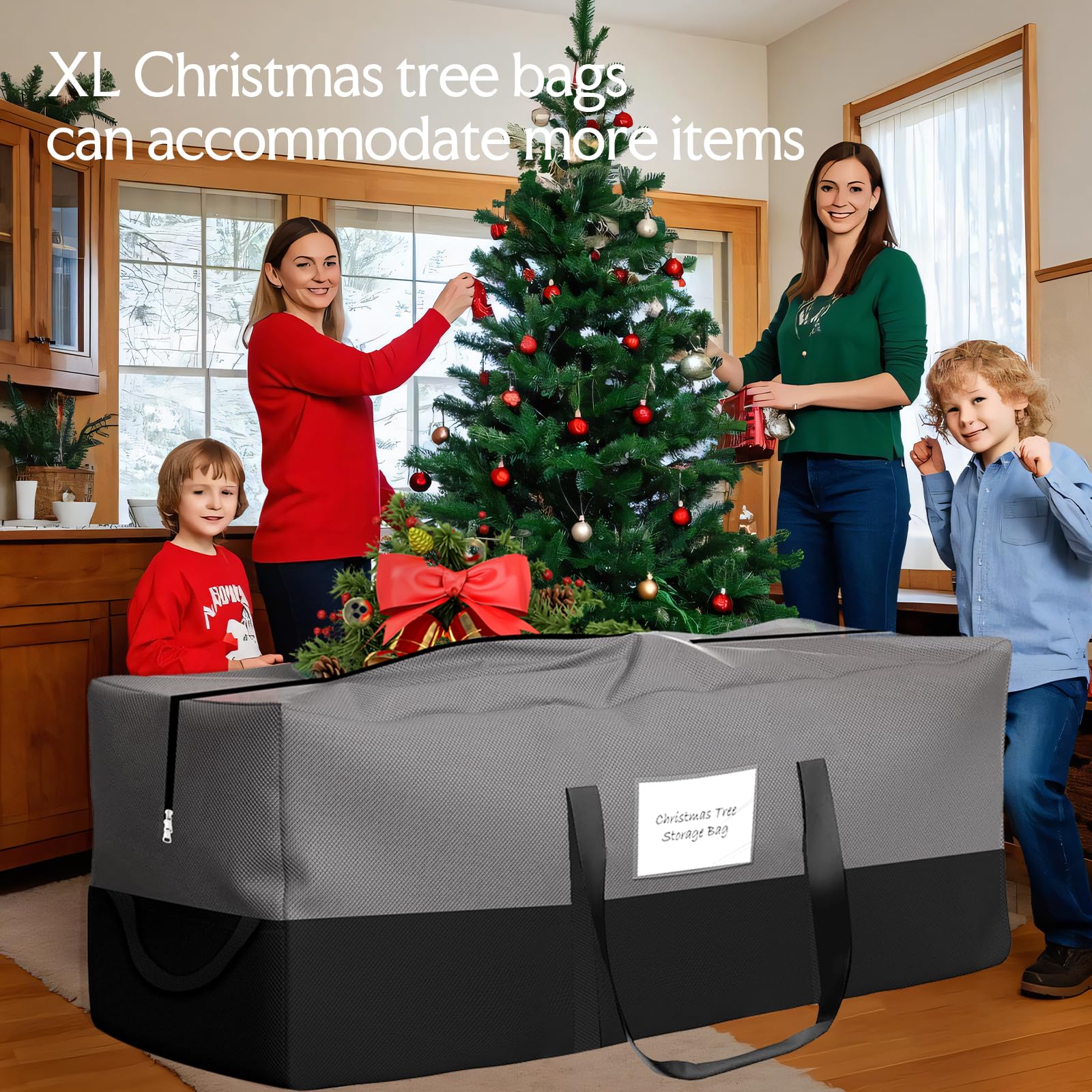Christmas Tree Storage Bag,Fits Up 10 Ft Tall Artificial Trees,600D Oxford Material,Heavy Duty Tree Bag,Dampproof Storage Bags w