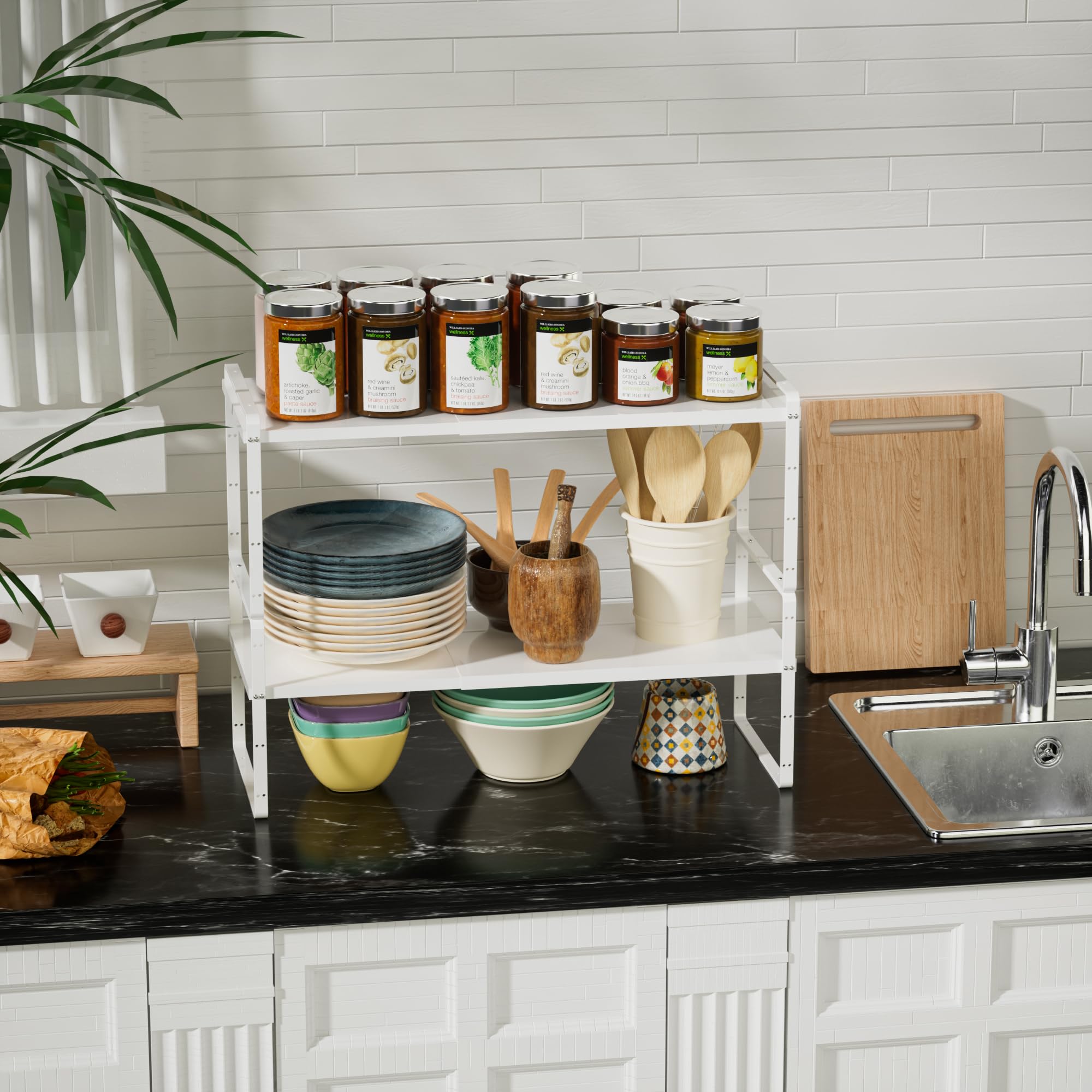 Wejipp Cabinet Organizer Shelf Expandable Pantry Counter Inside Cabinet Stackable Shelves,Spice Rack,Storage Shelf For Kitchen B