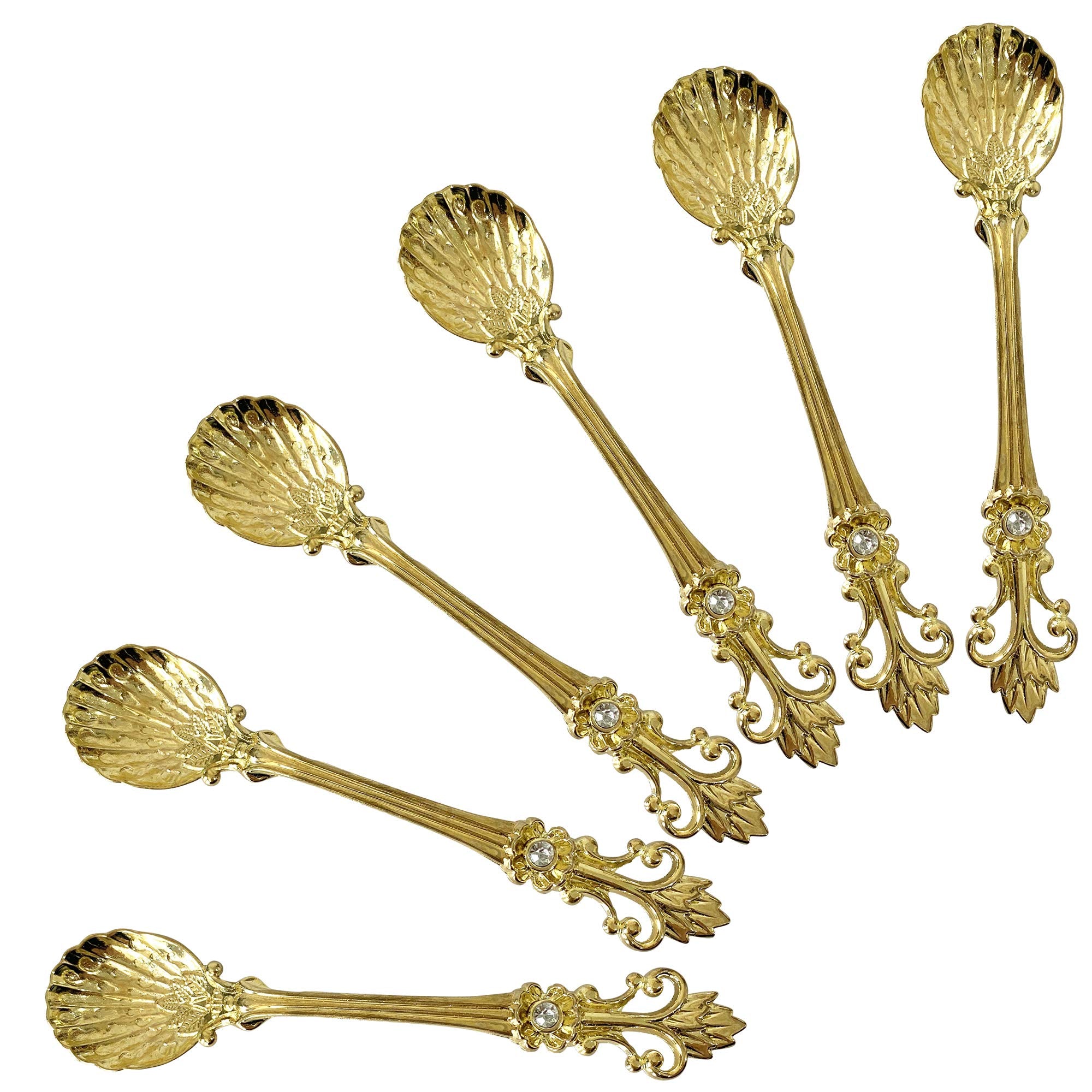 Fanquare 6 Pack Mini Spoons Coffee Espresso Demitasse Vintage Tea Spoon 4.5'',Gold