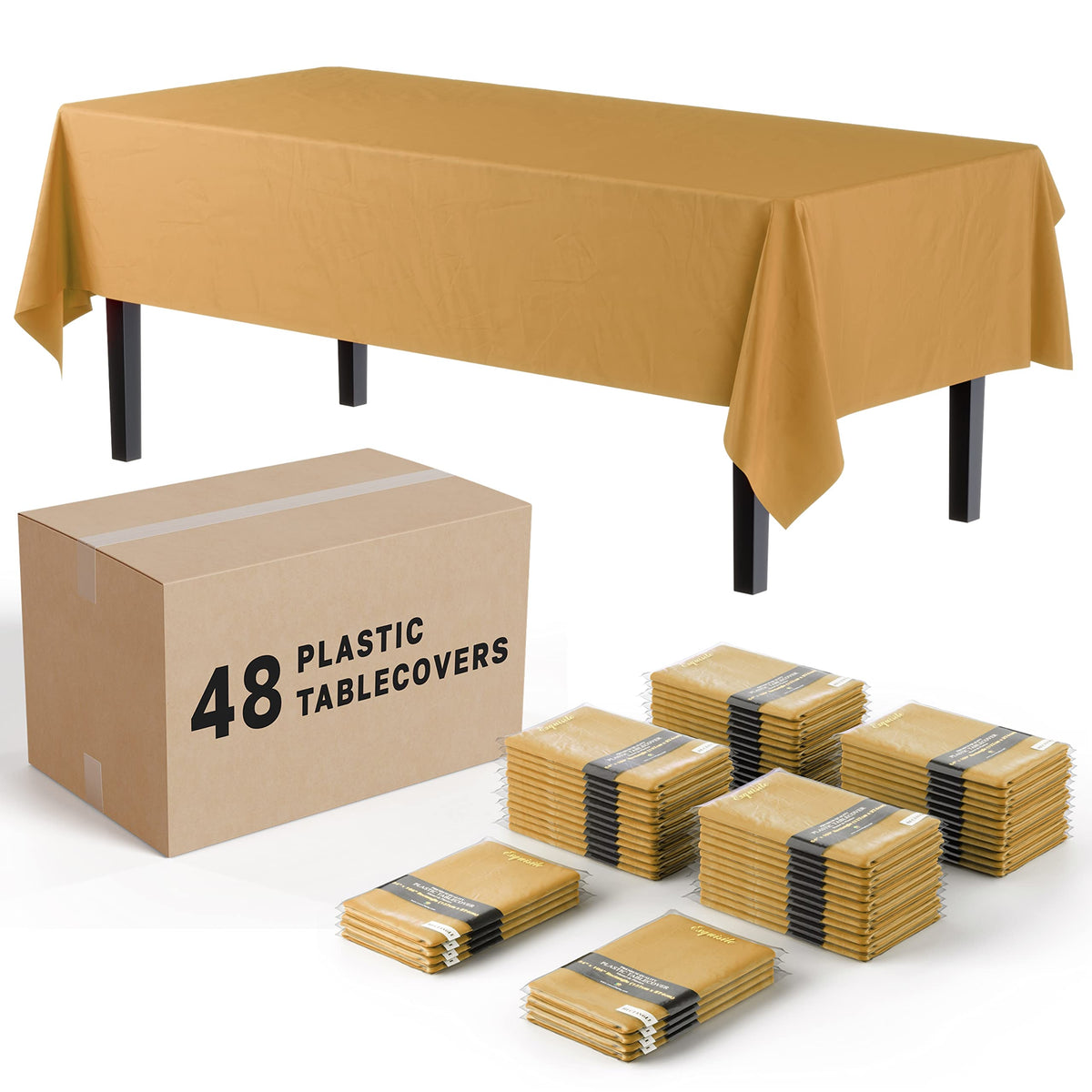 Exquisite Gold Round Tablecloths In Bulk 48 Pack Gold Plastic Disposable Table Cloth 84 Inch Gold Tablecloth Plastic Table Cloth