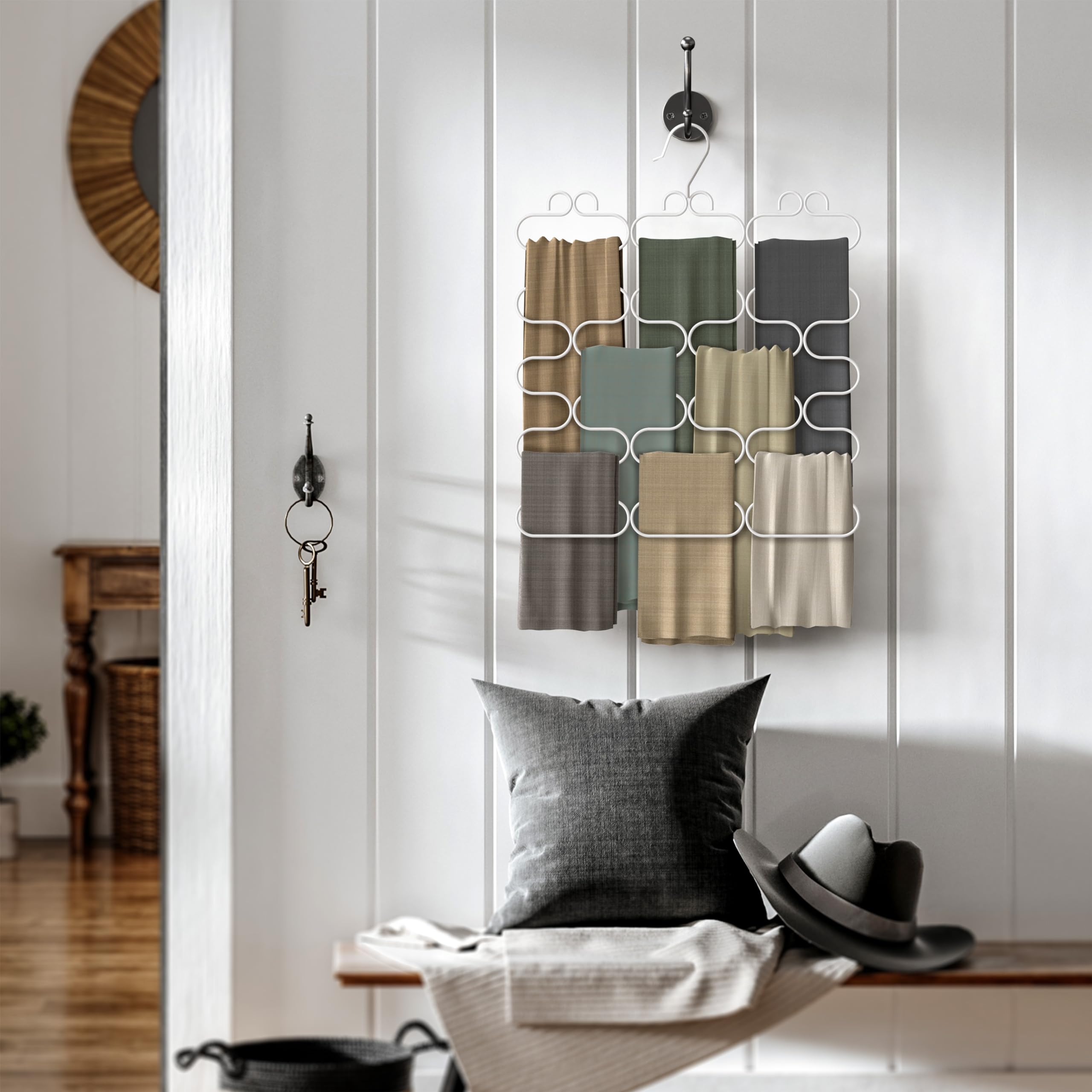 Decobrothers Scarf Hanger For Closet, 23 Loop, White