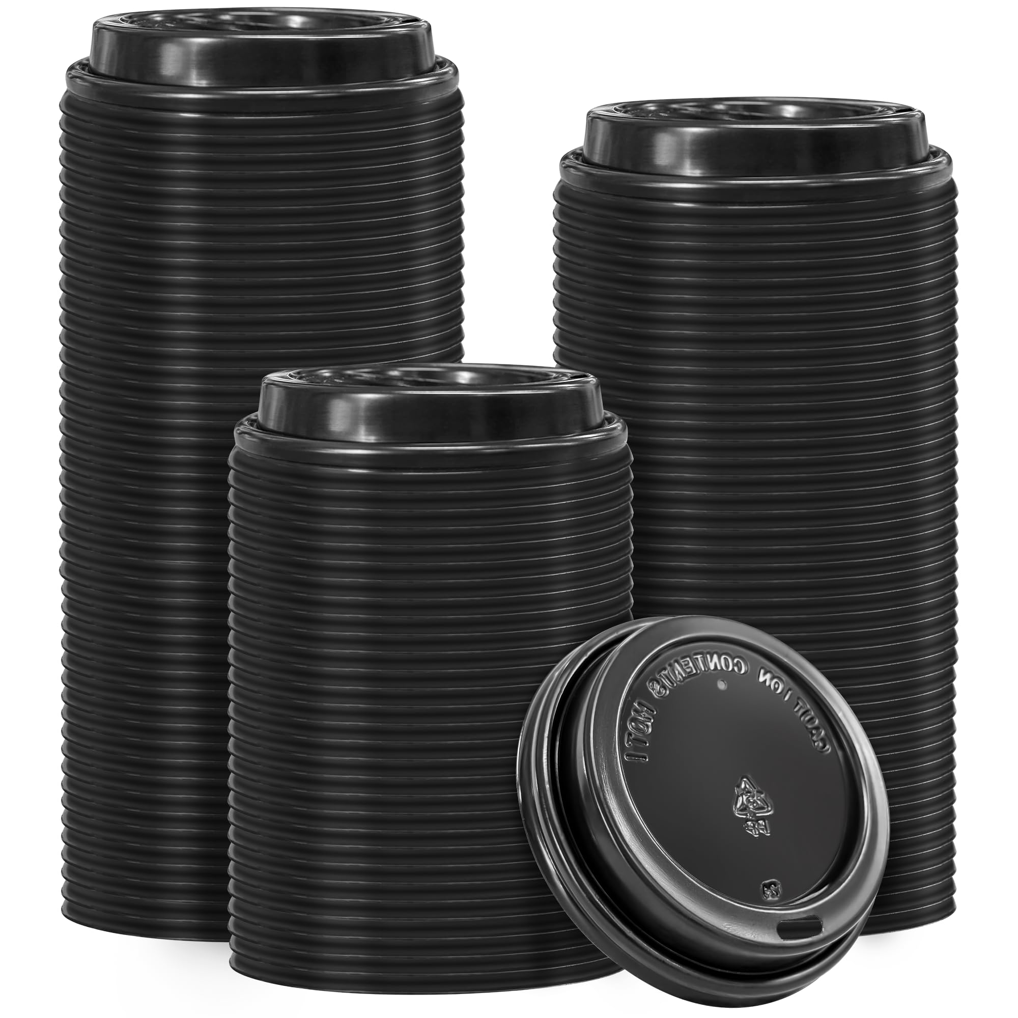 Clawsoff 200 Pack Black Coffee Cups Lids 3.54, Disposable Plastic Lids for 10, 12, 16, 20, 24 oz Paper Cups, Hot or Cold Drink