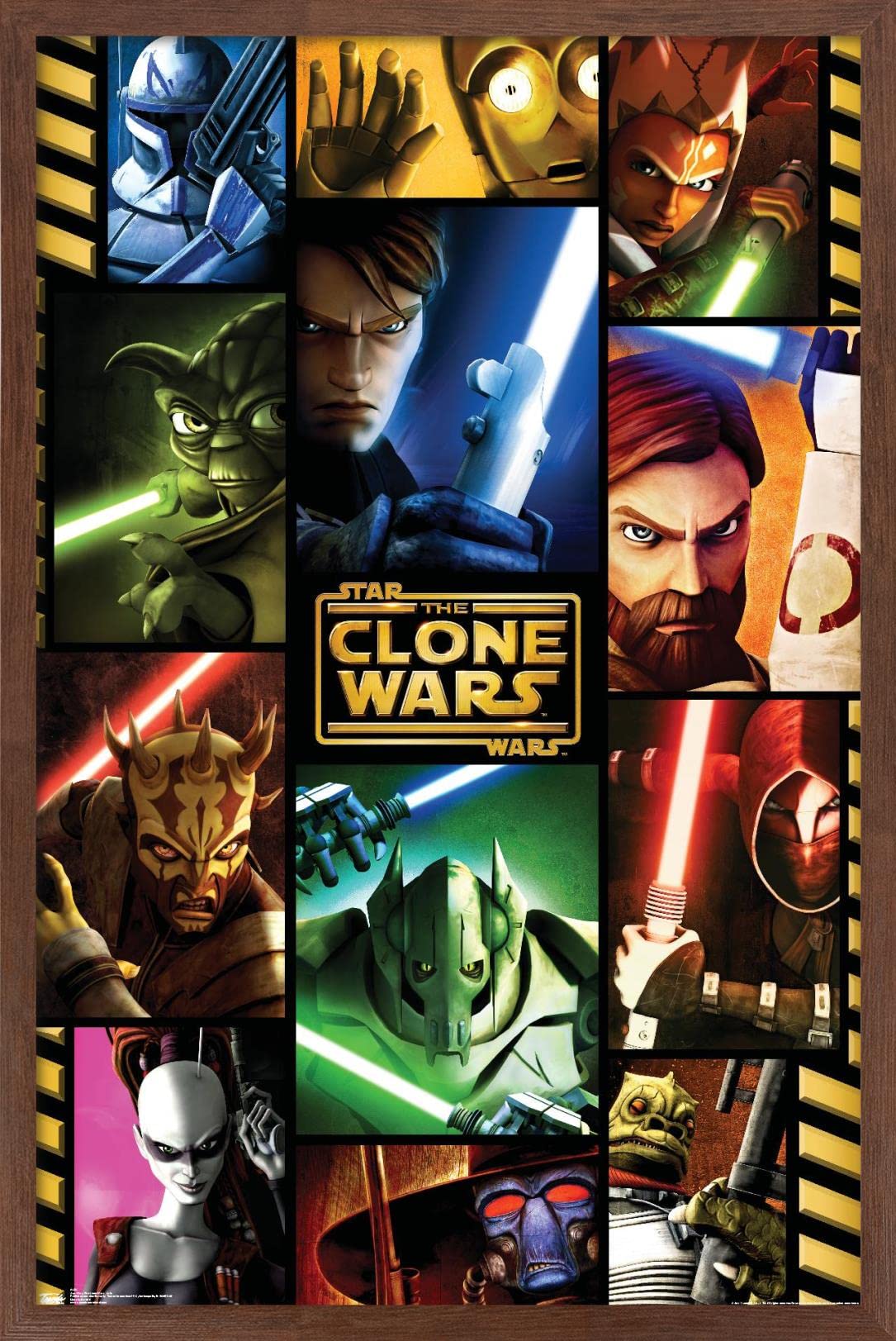 Trends International Star Clone Wars-Grid Wall Poster, 14.725'' X 22.375'', Mahogany Framed Version