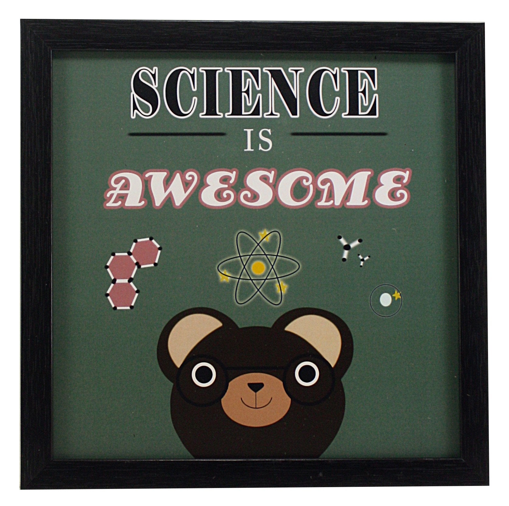 Indianara 3 Piece Set of Framed Wall Hanging Kids Room Decor Science Math Reading Art Prints 8.7 INCH X 8.7 INCH Without Glass