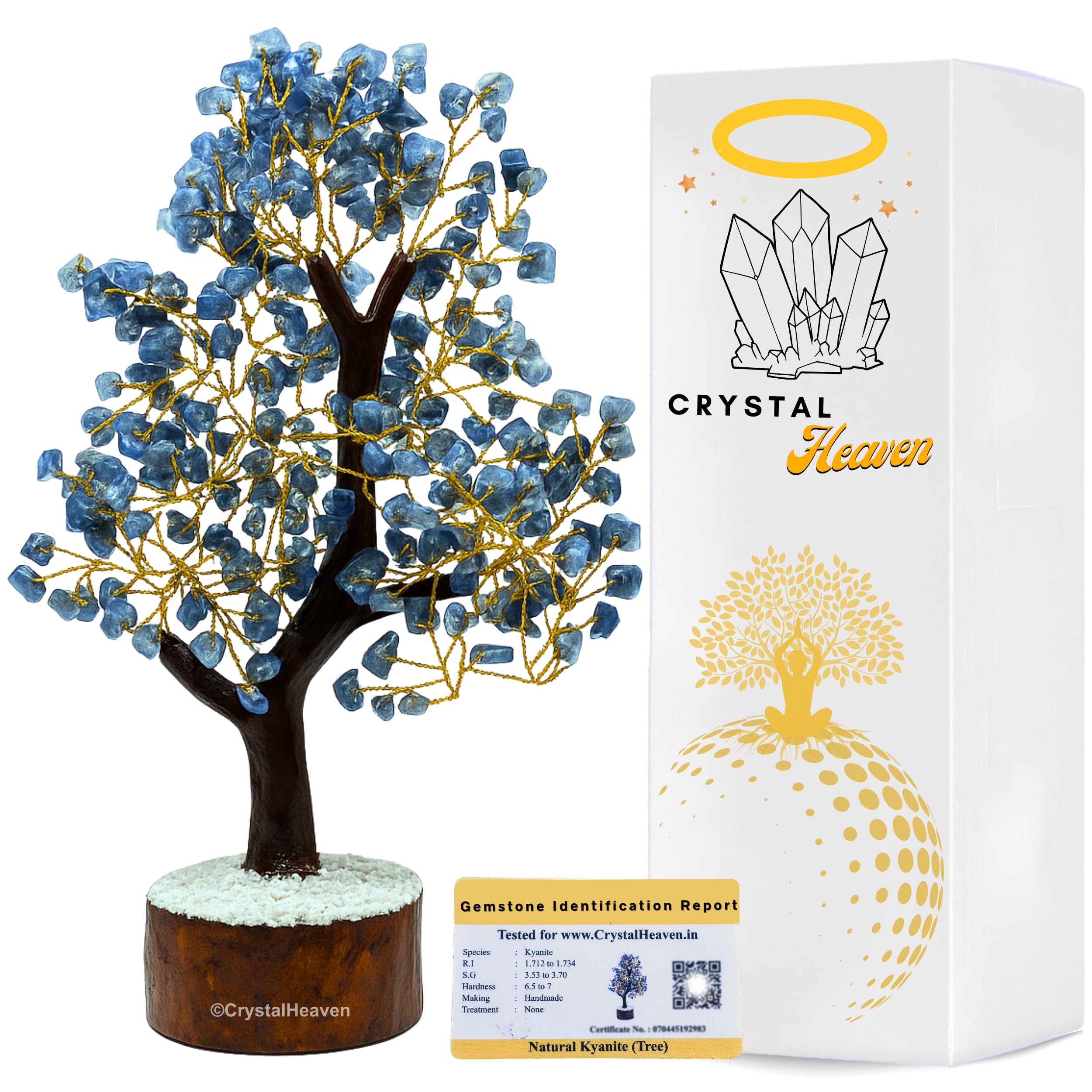Certified Kyanite Crystal Tree For Good Luck - Healing Crystals Money Tree For Wealth, Positive Energy At Home Office - Decorati