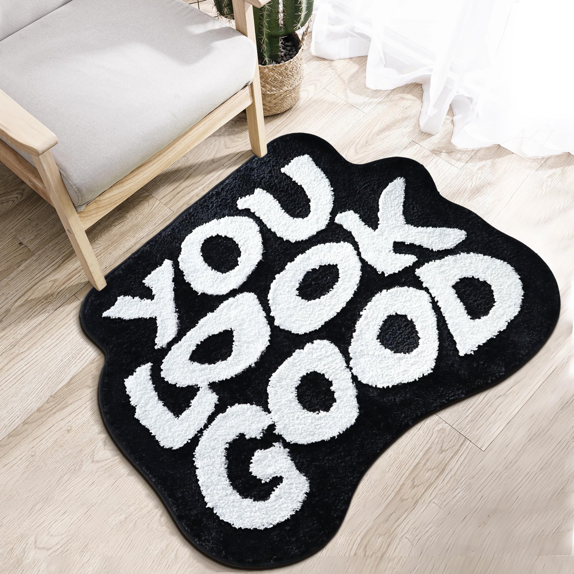 Oturgor Large You Look Good Bath Mat 36''X27'' Black And White Bathroom Rug For Bathroom Decor For Bathtub Kitchen Bedroom