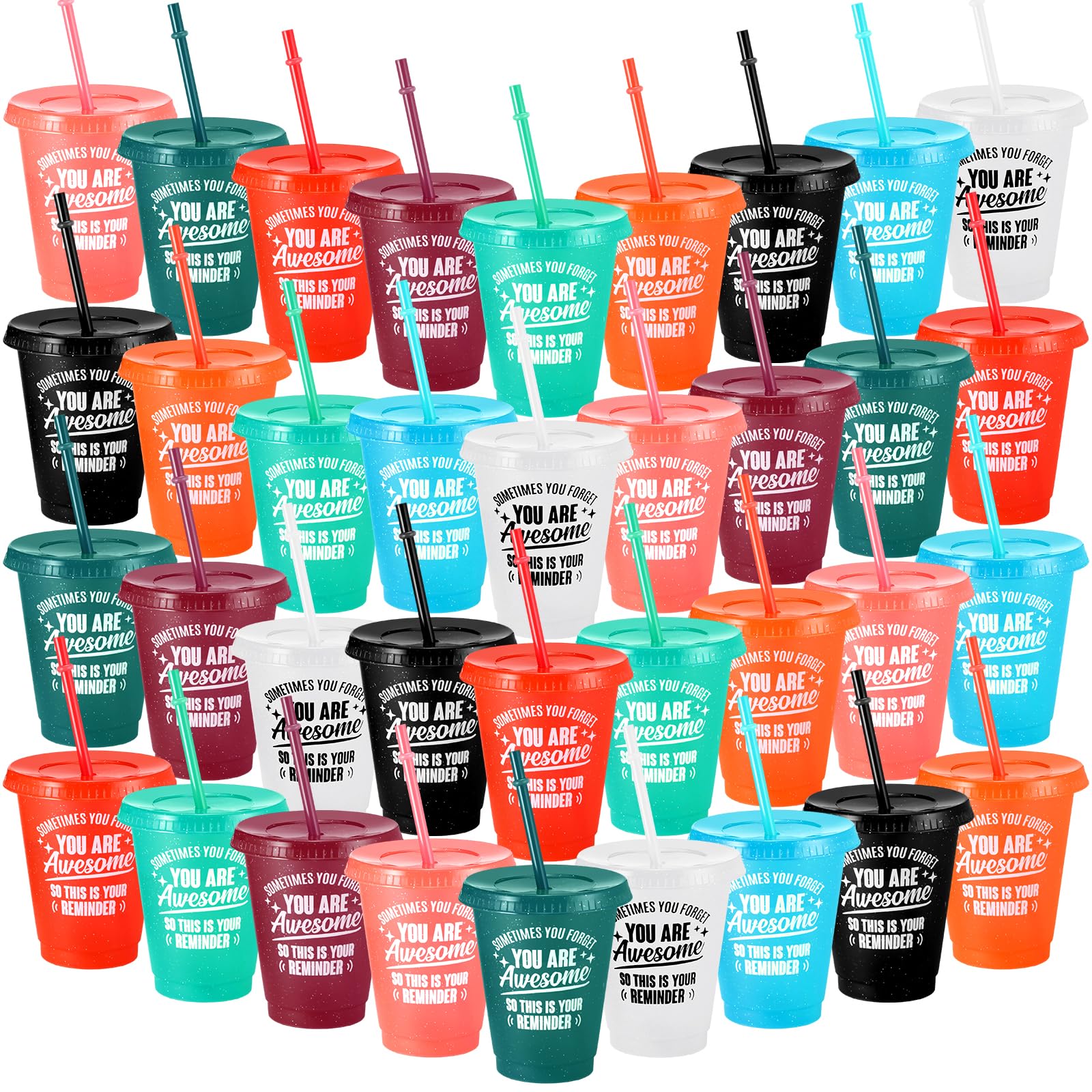Foldtier 36 Pcs Back To School Gifts For Students Inspirational Plastic Cups Bulk With Lid Straw 16 Oz Reusable Tumbler Thank Yo
