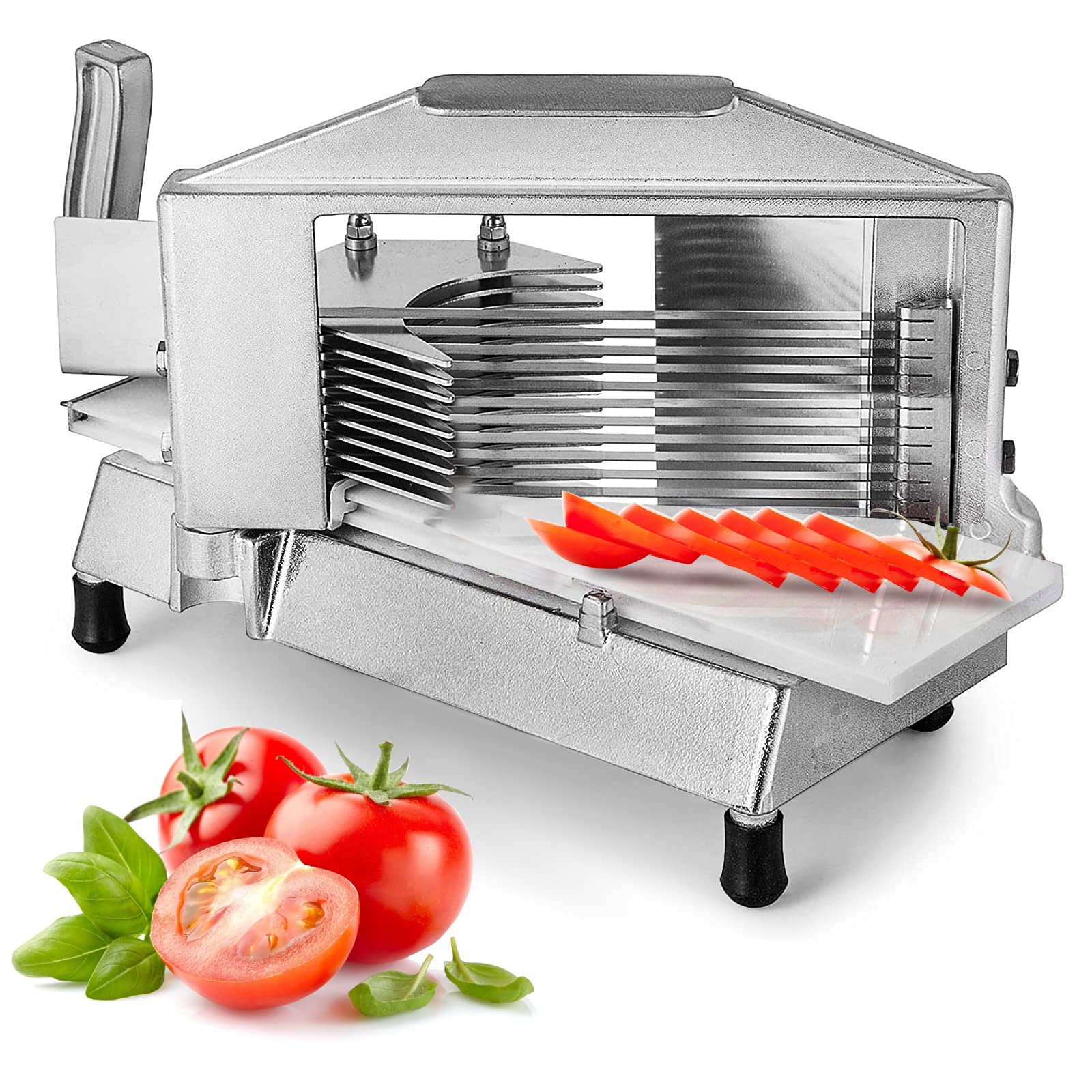VEVOR Commercial Tomato Slicer, 1/4 inch Tomato Cutter Slicer, Stainless Steel Heavy Duty Cutter Machine, Manual with Non-slip F