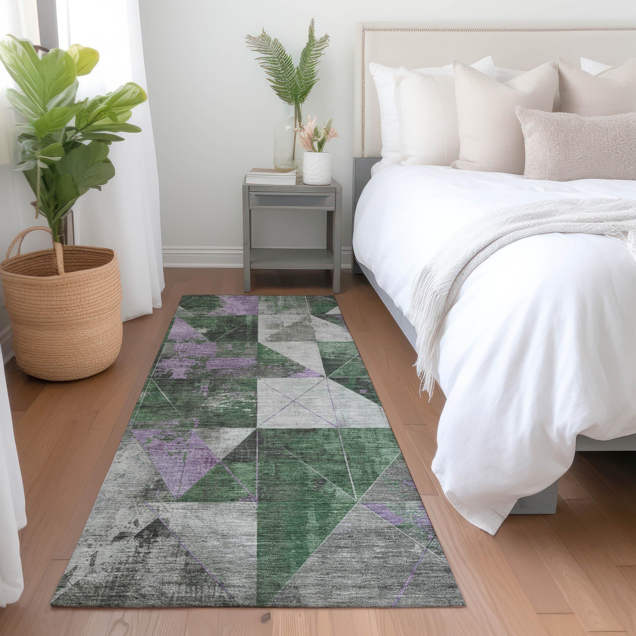 Machine Washable Indoor/Outdoor Chantille Emerald 23 x 76 Runner Rug