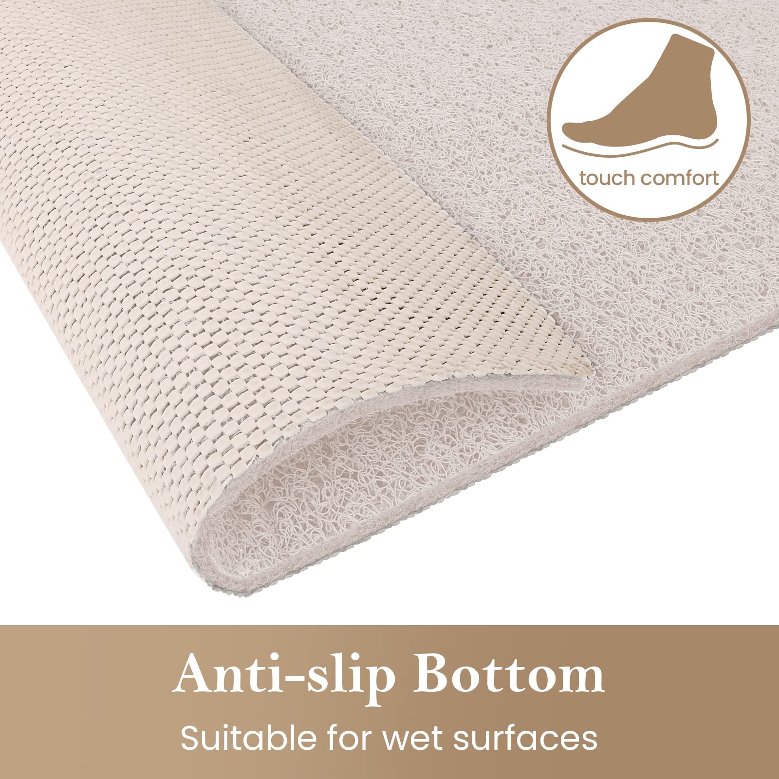 Shower Mat Bathtub Mat Non-Slip,24X16 Inch, Soft Tub Mat With Drain,Pvc Loofah Bath Mat (Phthalate Free) For Tub And Bathroom,Qu