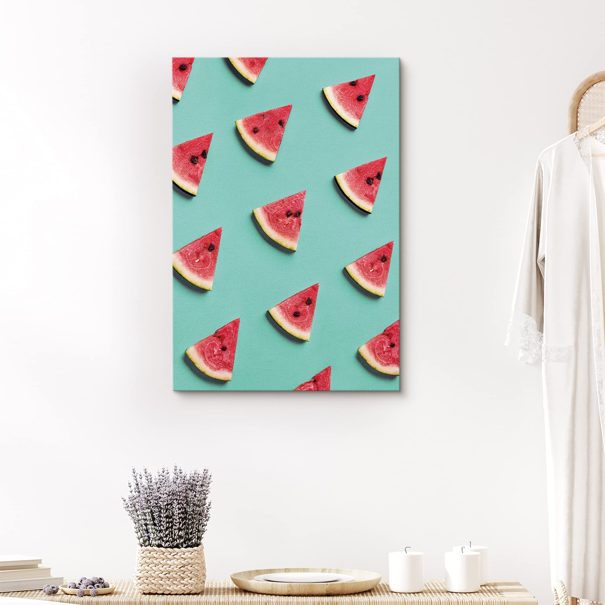 Signford Canvas Print Wall Art Watermelon Slices In Rows Fruit Family Photography Modern Art Decorative Elements Closeup Colorfu